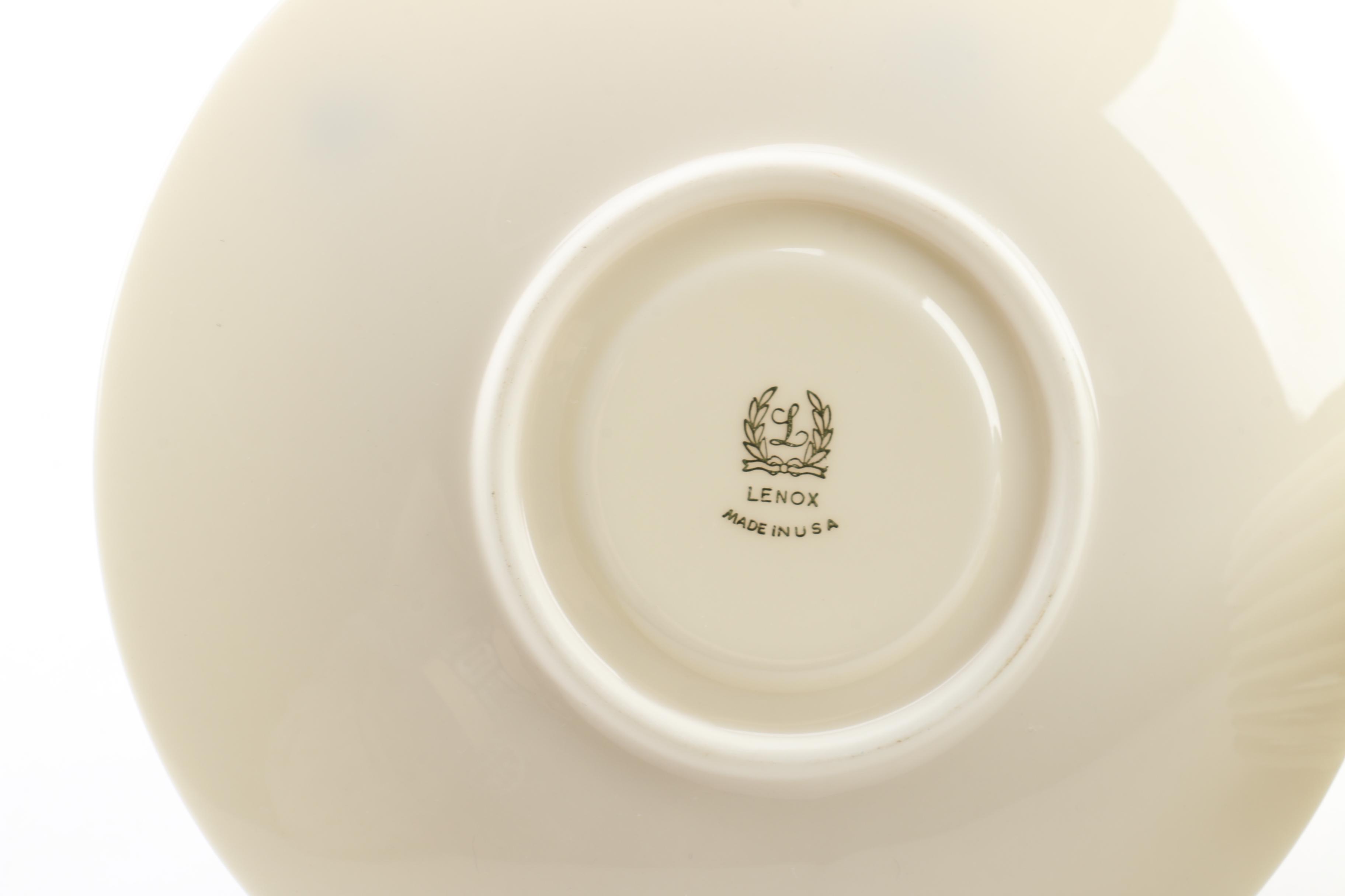 Lenox Ivory Porcelain Tableware Including "Temple Off White" Dessert Plate