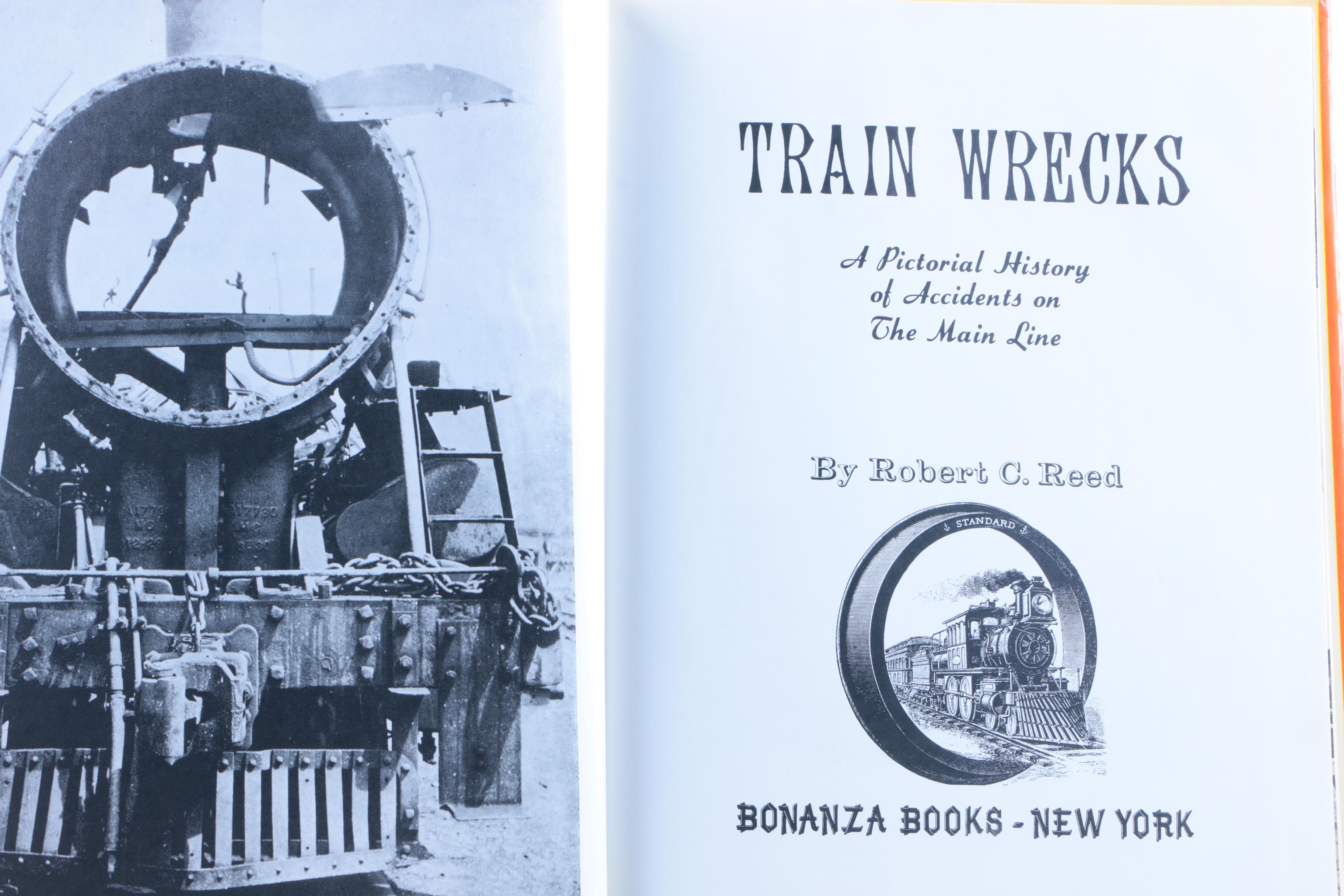 Assorted Hardcover Books on Trains including "Train Wrecks"