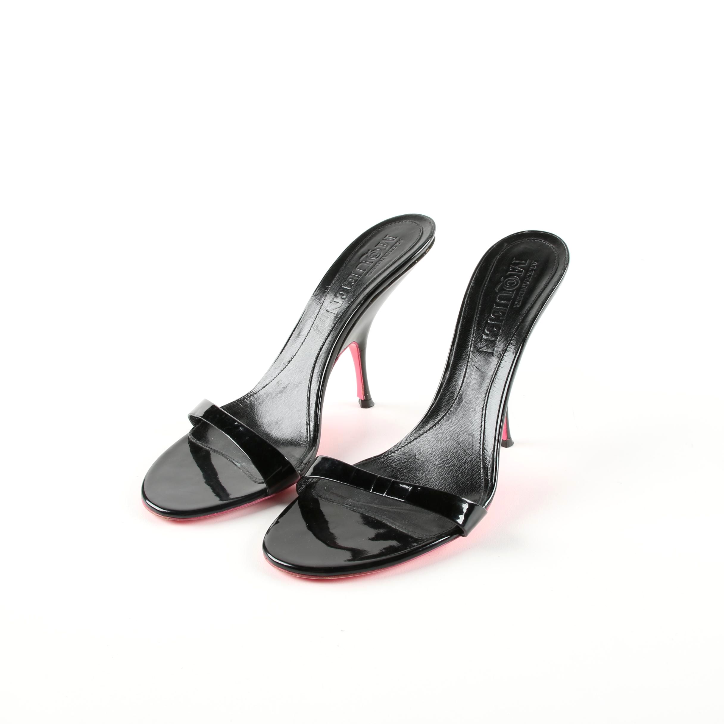 Alexander McQueen Black Patent Leather and Pink Heels