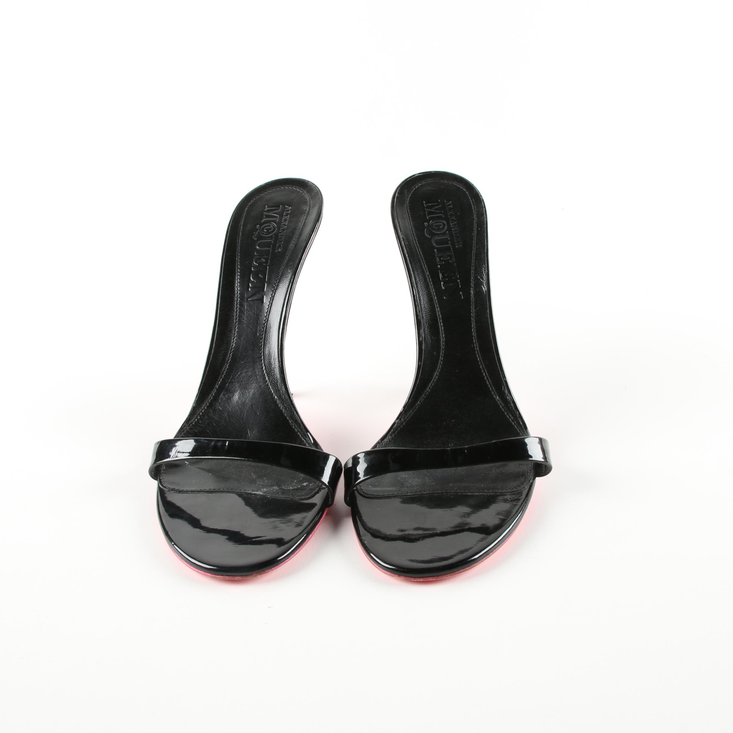 Alexander McQueen Black Patent Leather and Pink Heels