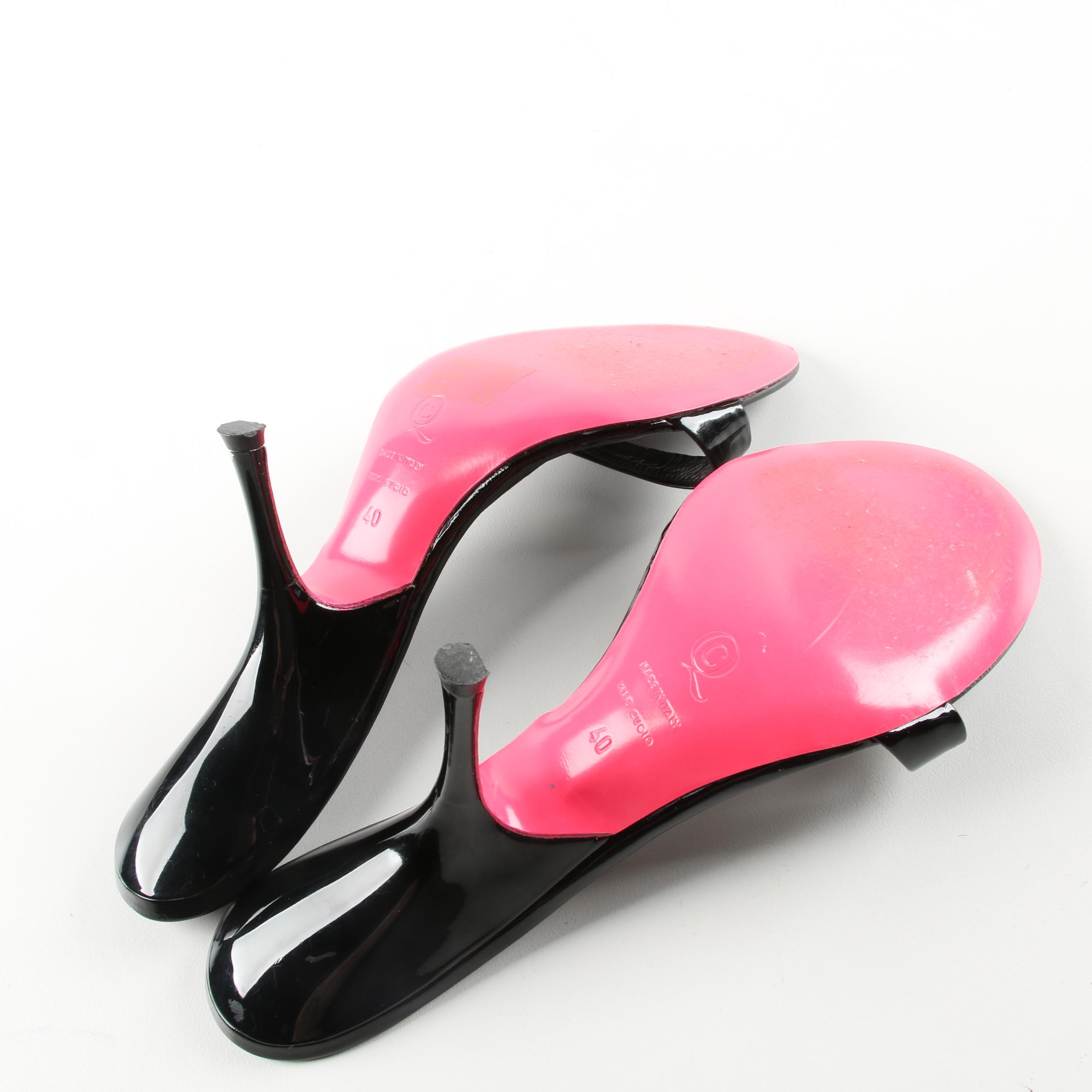Alexander McQueen Black Patent Leather and Pink Heels