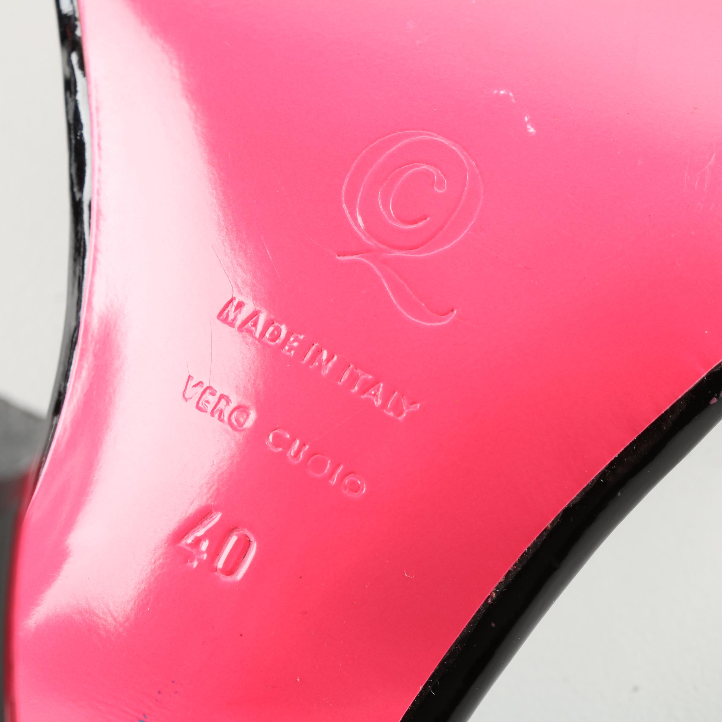 Alexander McQueen Black Patent Leather and Pink Heels