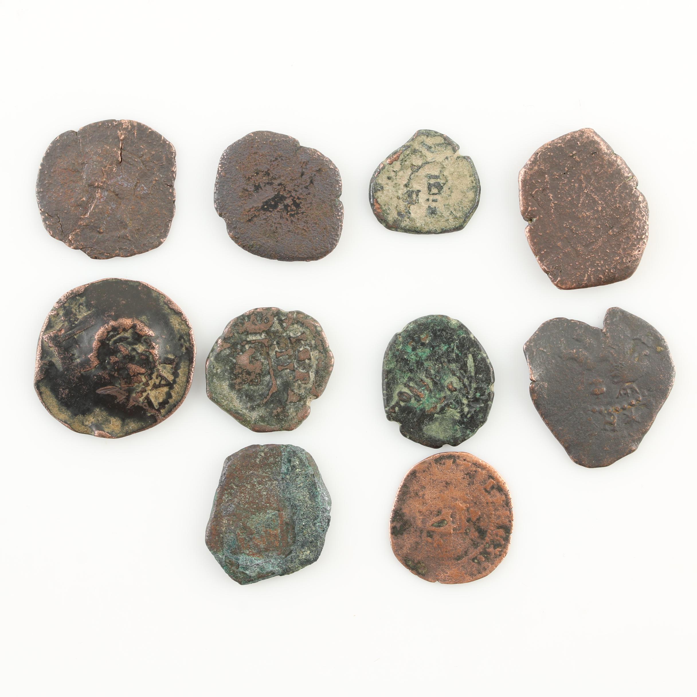 Ten Spanish Treasure New World Era Bronze Coins