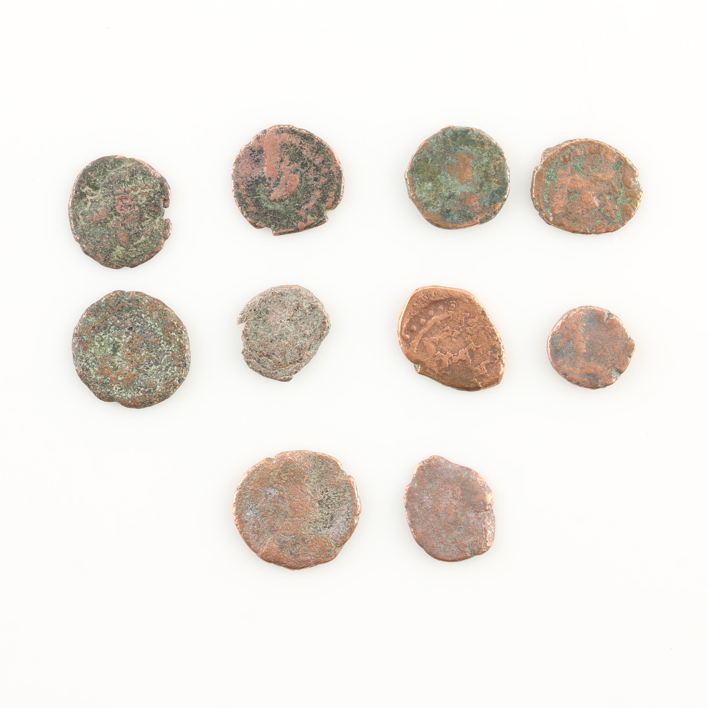 Ten Ancient Roman Imperial Bronze AE4 Coins