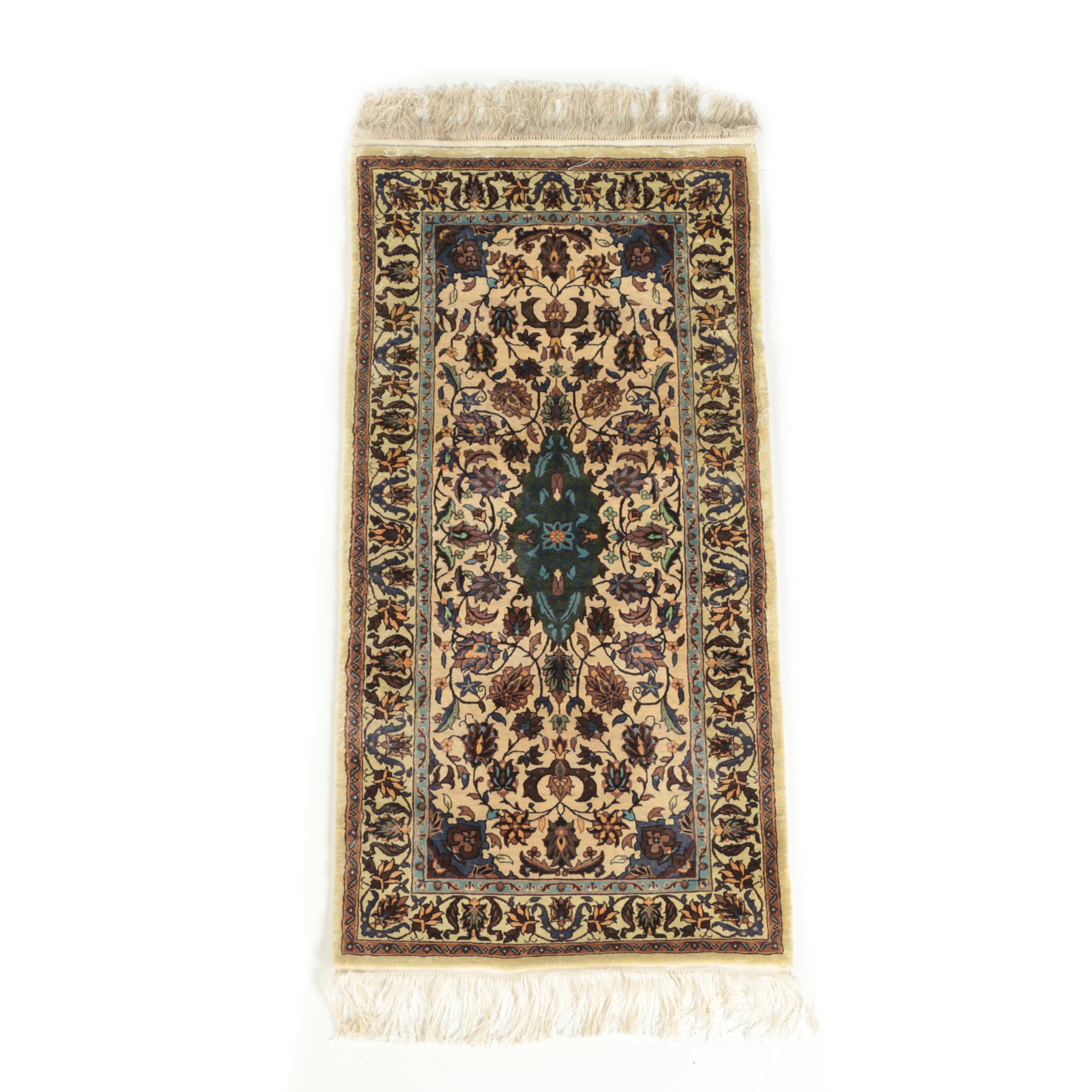 Hand-Knotted Sino-Persian Carved Silk Accent Rug