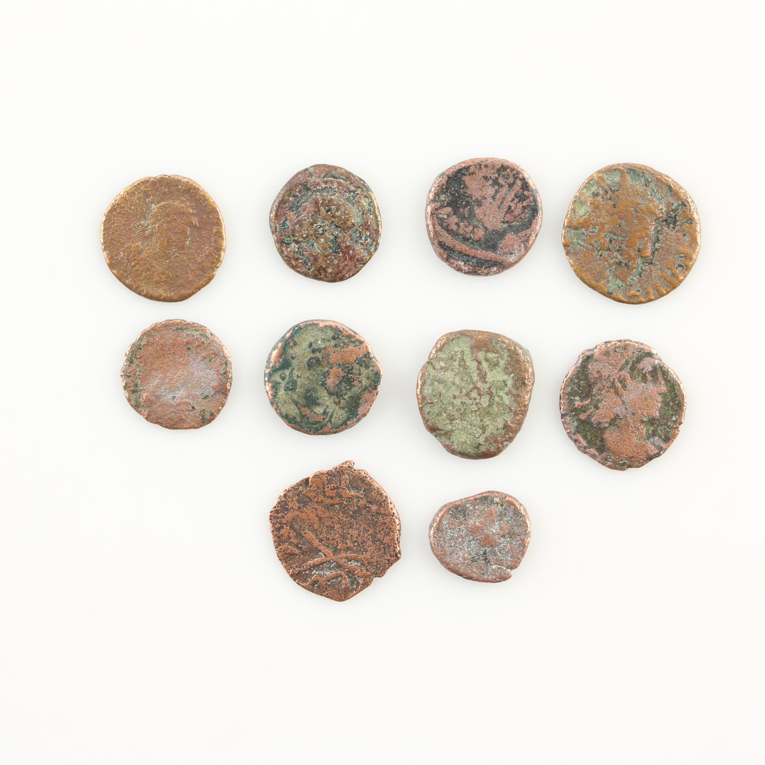 Ten Ancient Roman Imperial Bronze AE4 Coins
