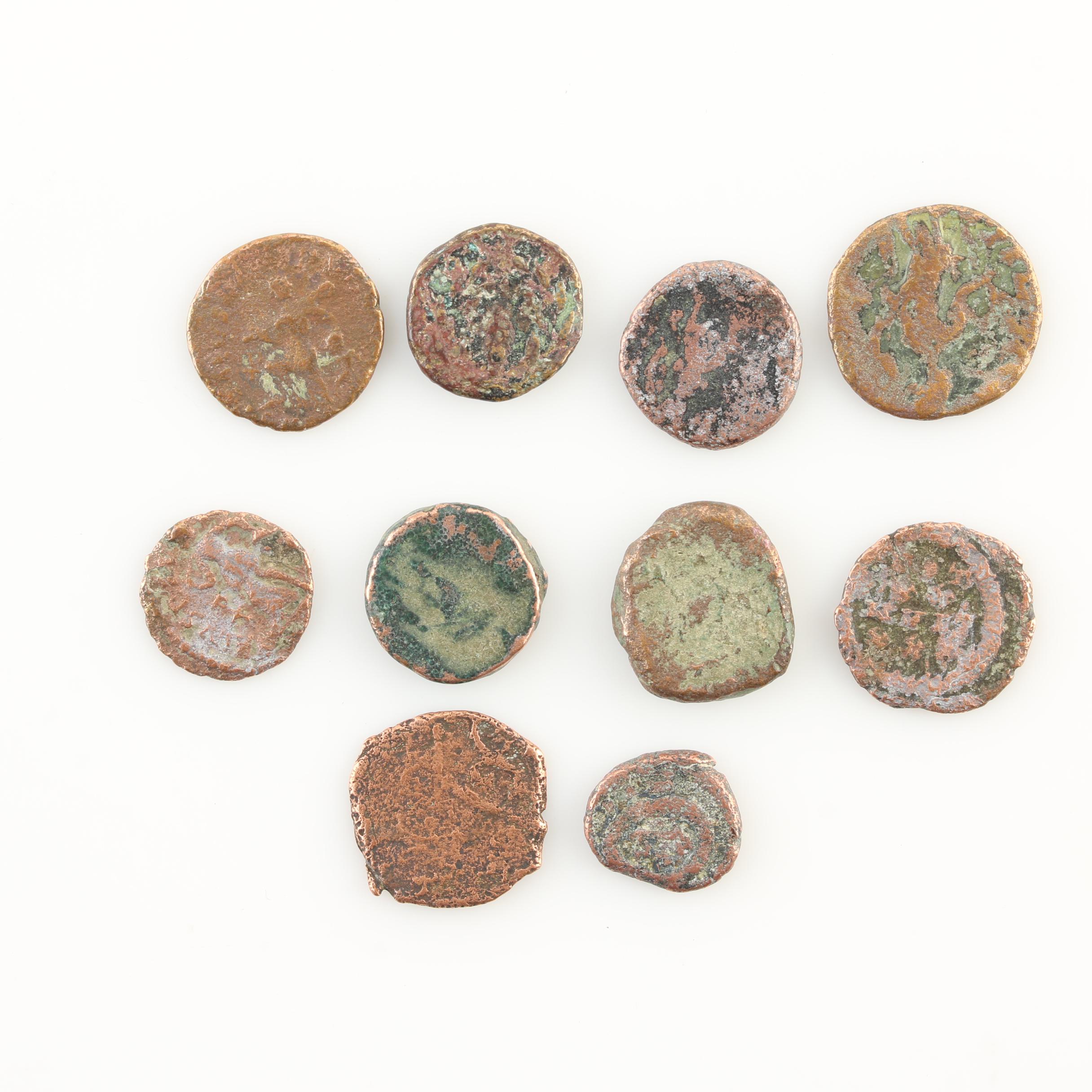 Ten Ancient Roman Imperial Bronze AE4 Coins