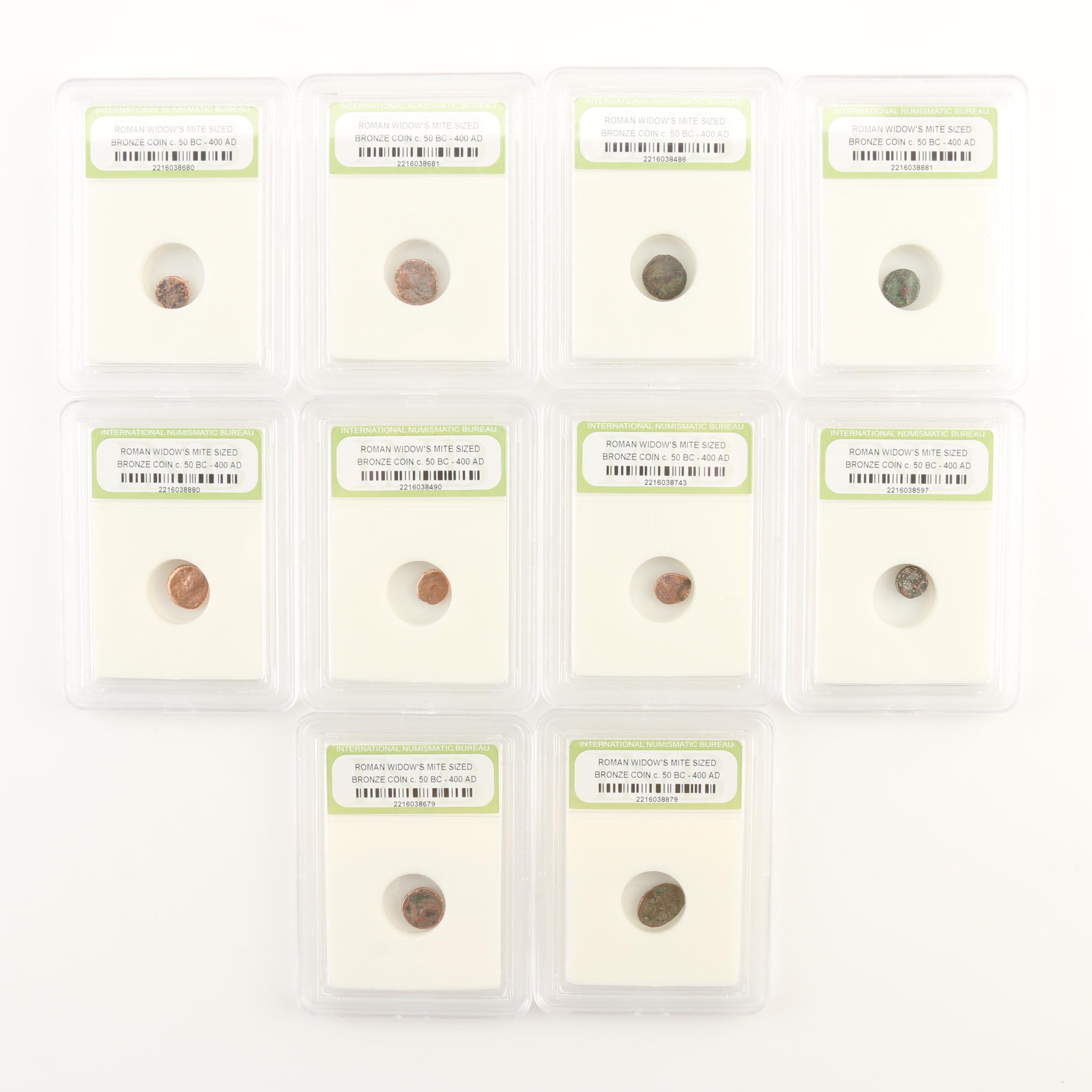 Ten Ancient Roman Imperial Bronze AE4 Coins