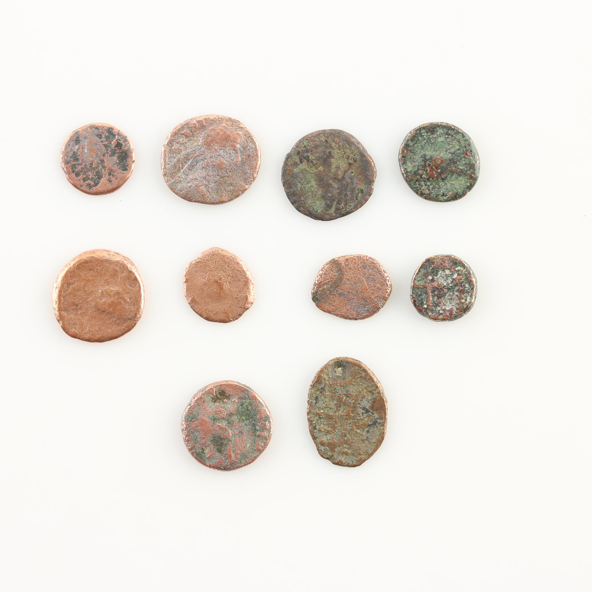 Ten Ancient Roman Imperial Bronze AE4 Coins