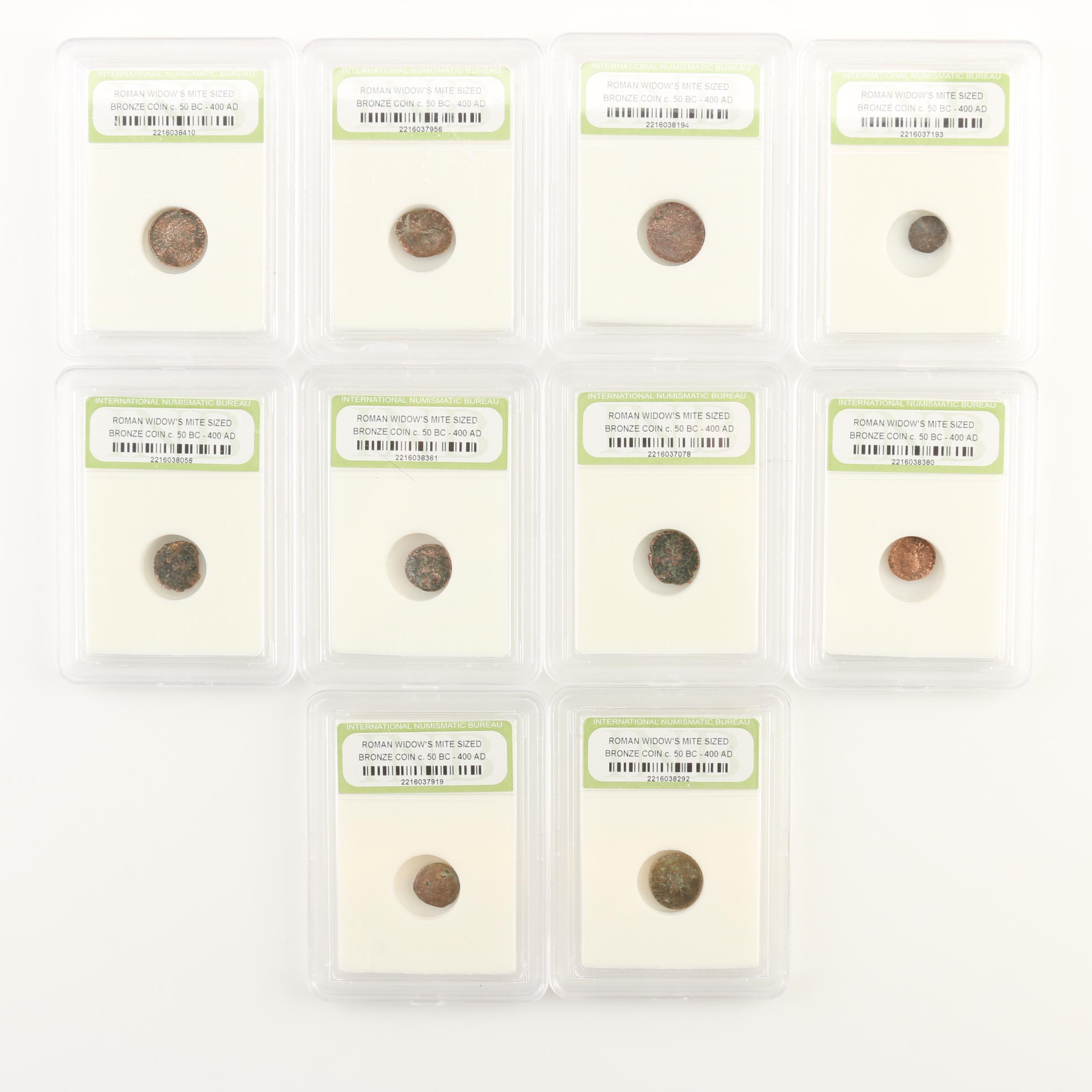 Ten Ancient Roman Imperial Bronze AE4 Coins