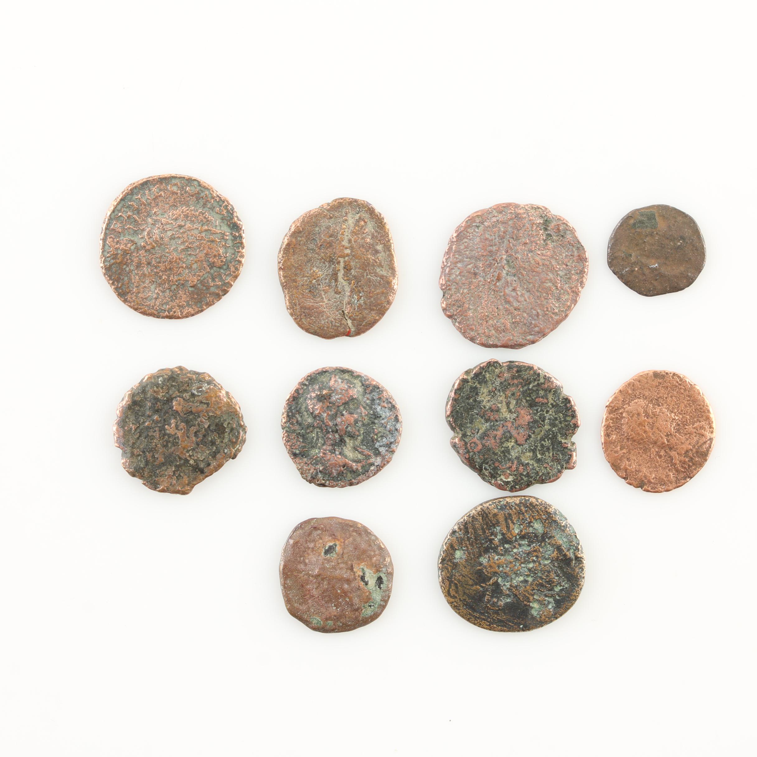 Ten Ancient Roman Imperial Bronze AE4 Coins