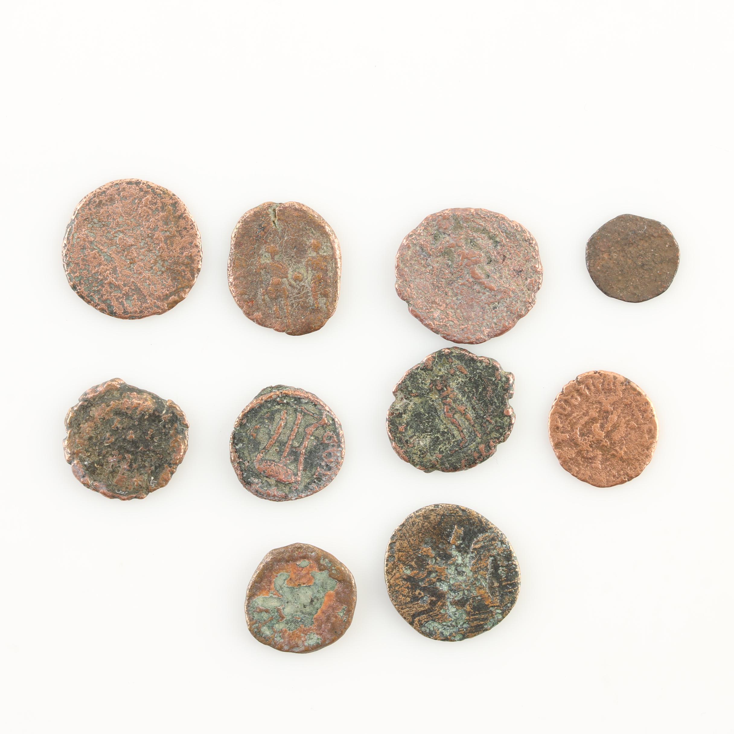 Ten Ancient Roman Imperial Bronze AE4 Coins