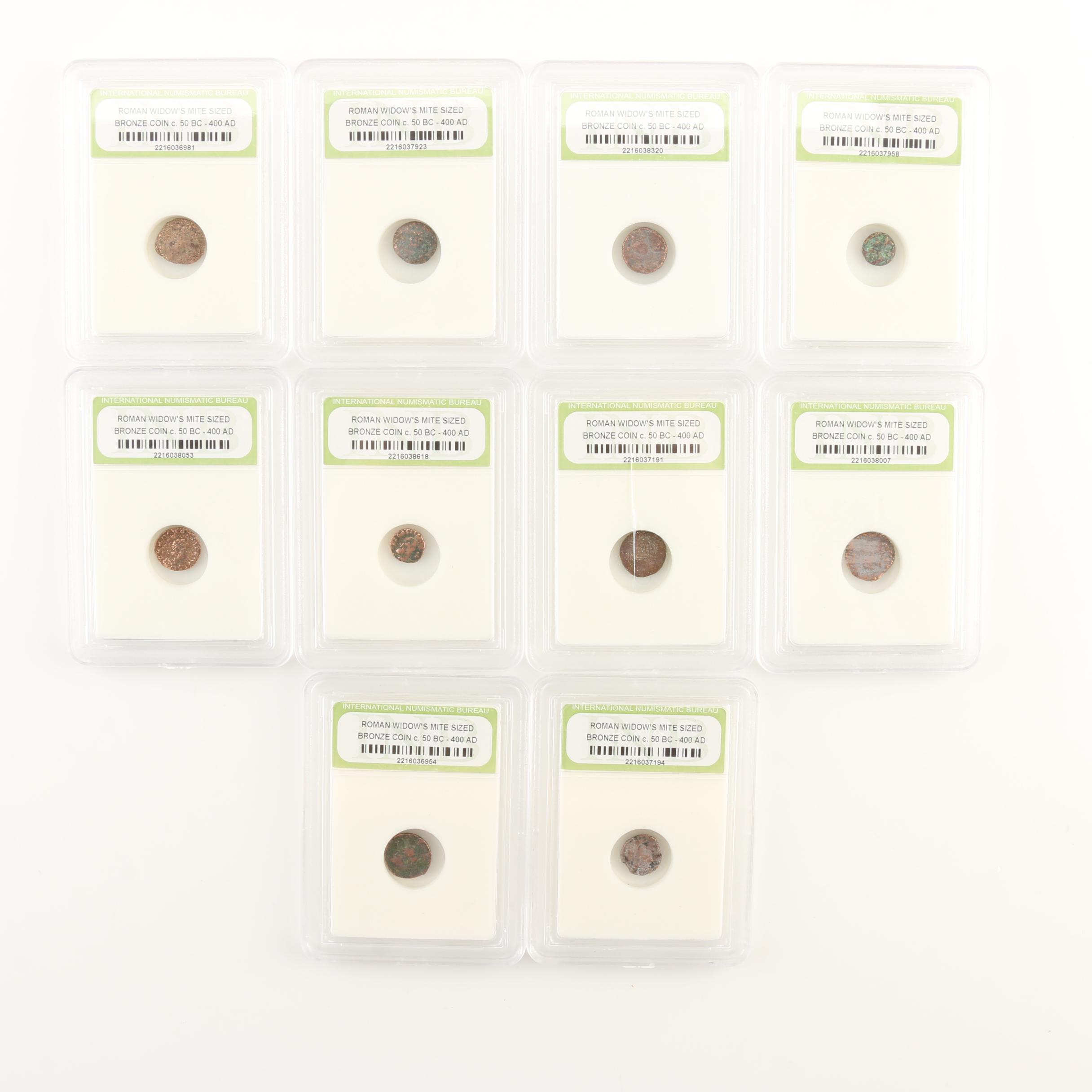 Ten Ancient Roman Imperial Bronze AE4 Coins