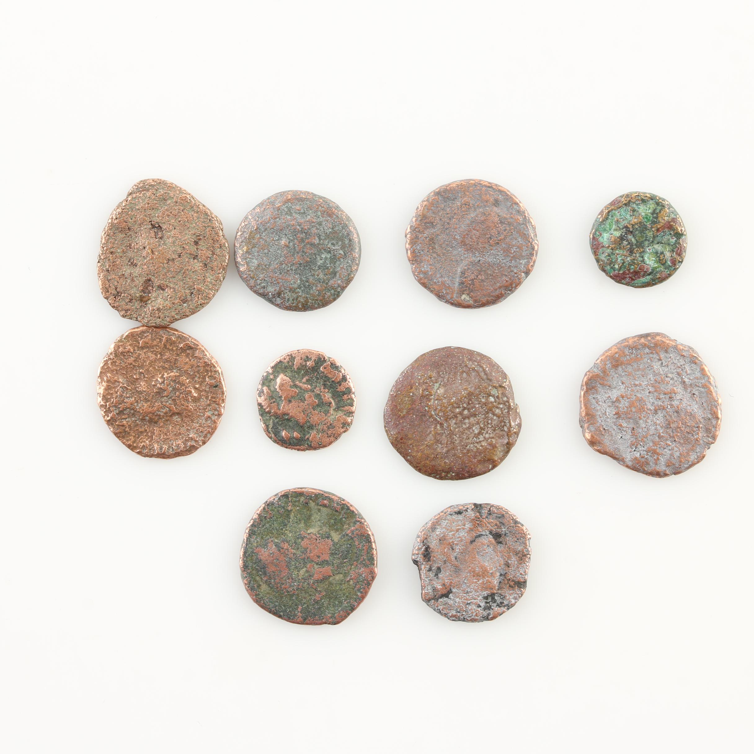 Ten Ancient Roman Imperial Bronze AE4 Coins