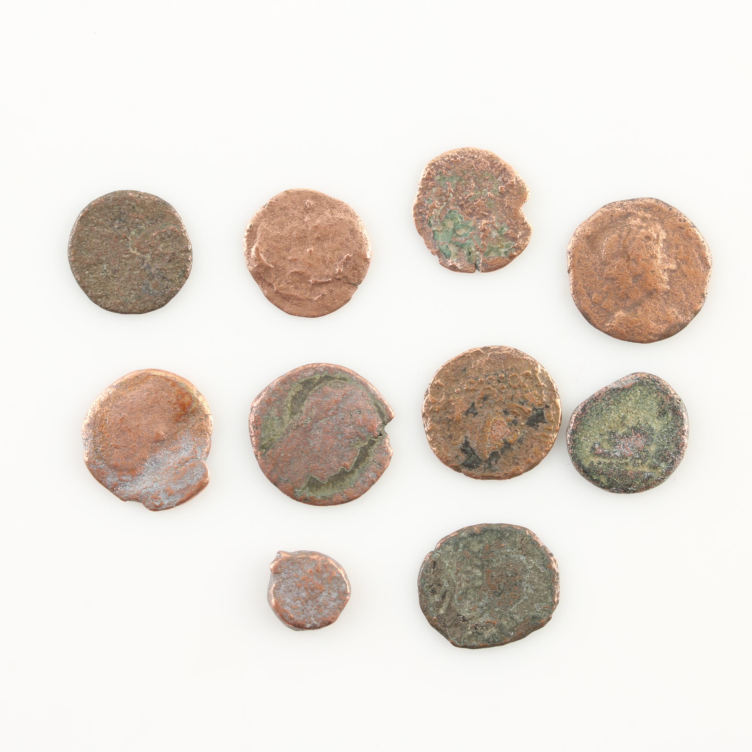 Ten Ancient Roman Imperial Bronze AE4 Coins