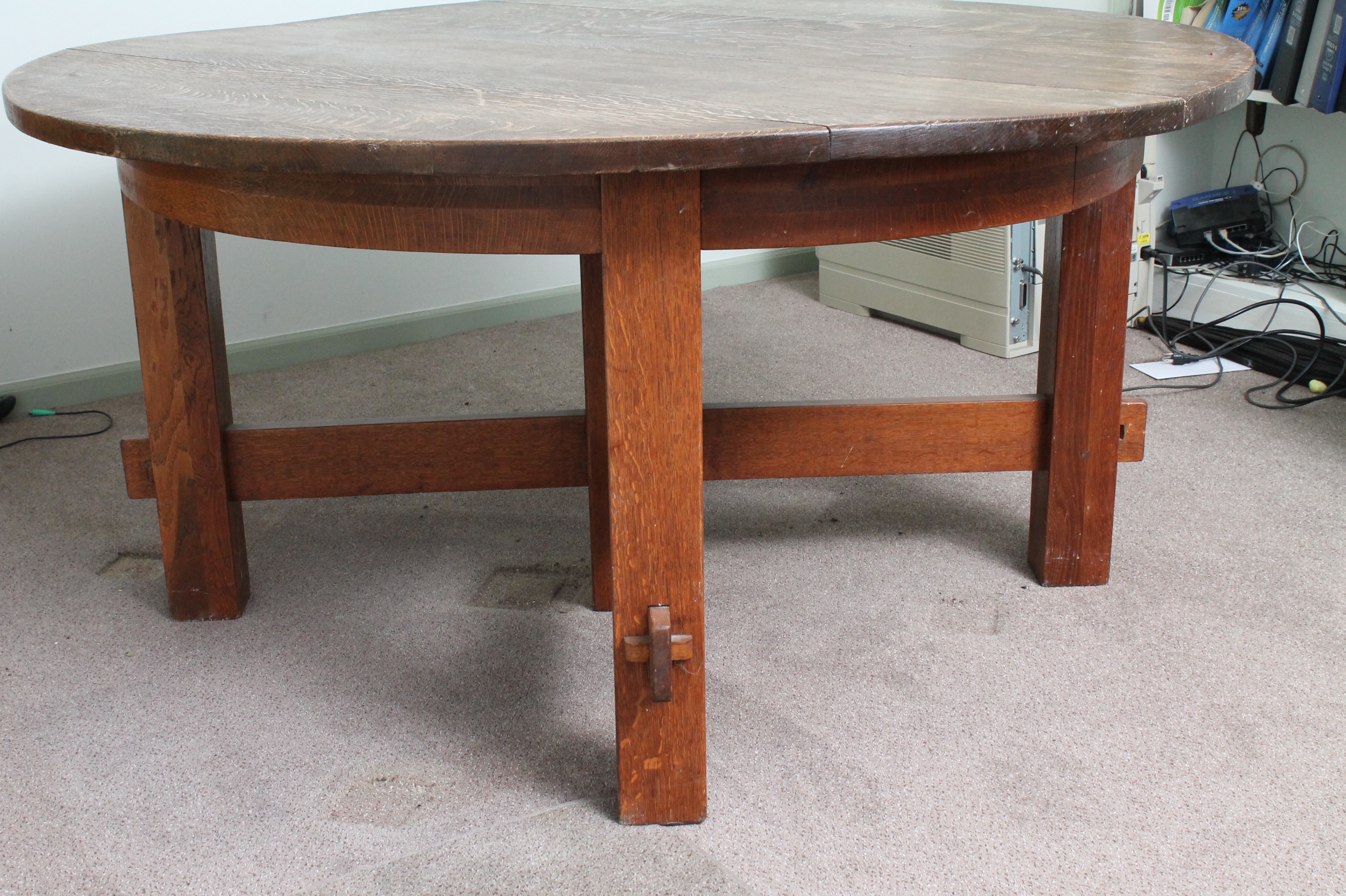 Vintage Craftsman Style Oak Dining Table