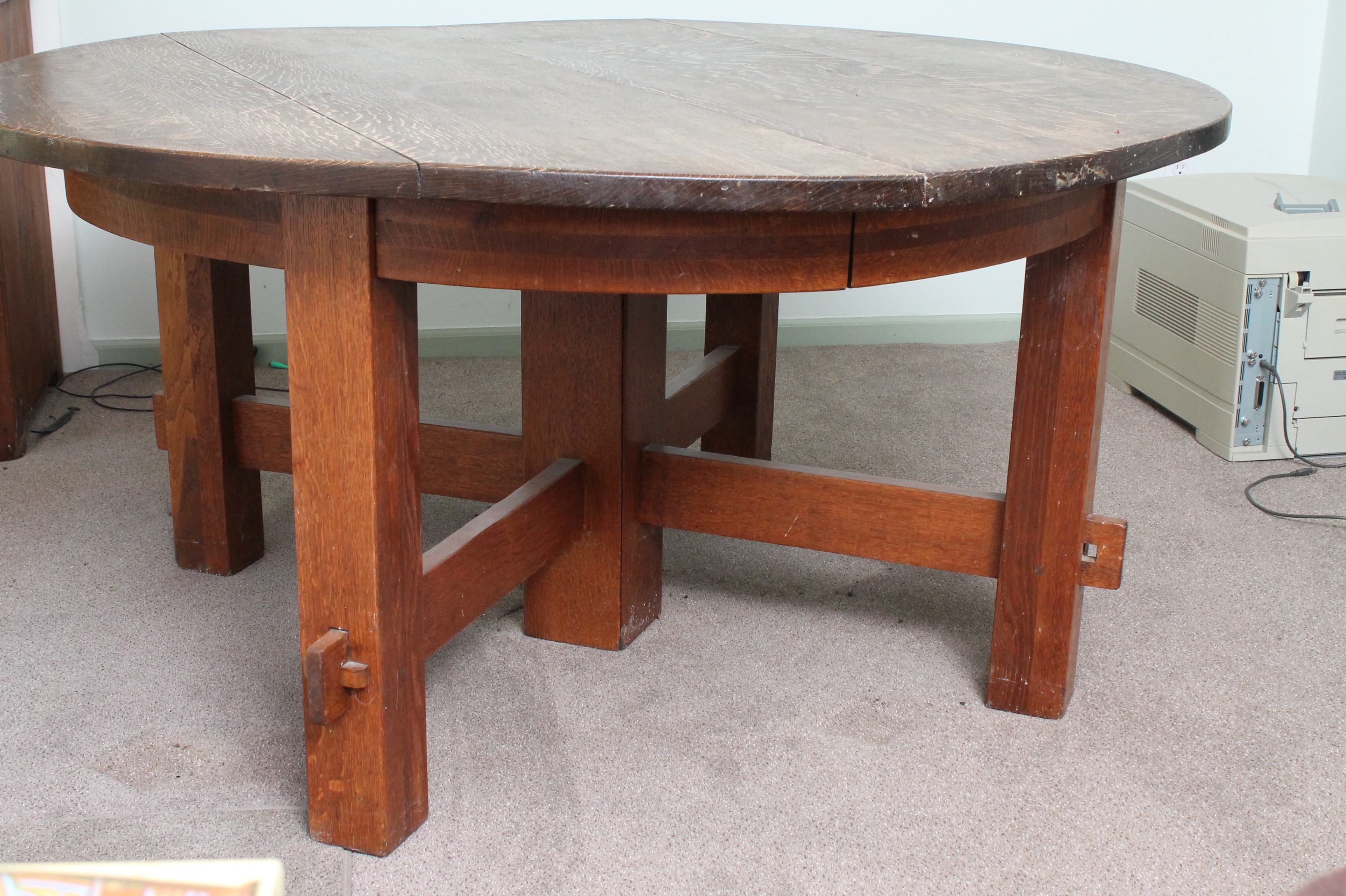 Vintage Craftsman Style Oak Dining Table
