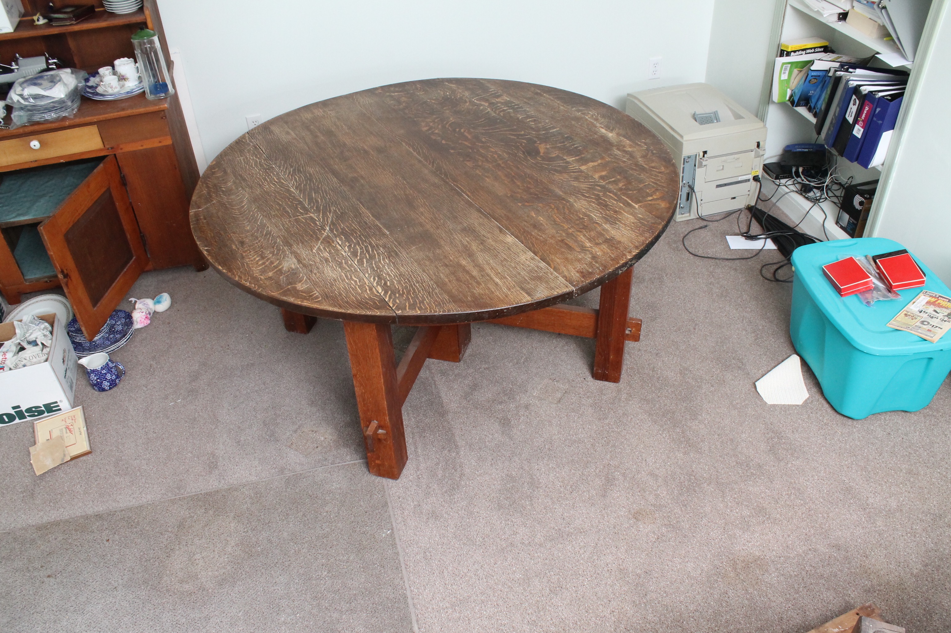 Vintage Craftsman Style Oak Dining Table