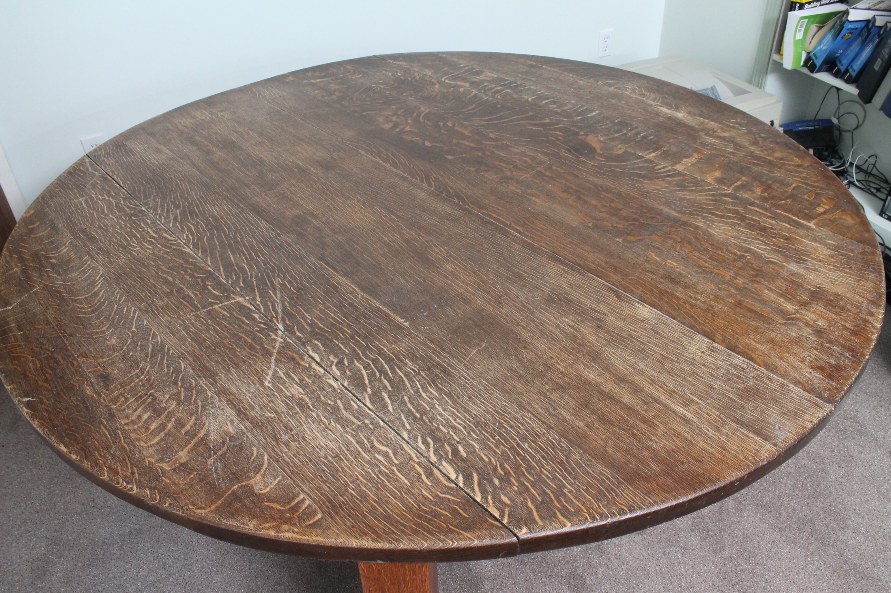 Vintage Craftsman Style Oak Dining Table