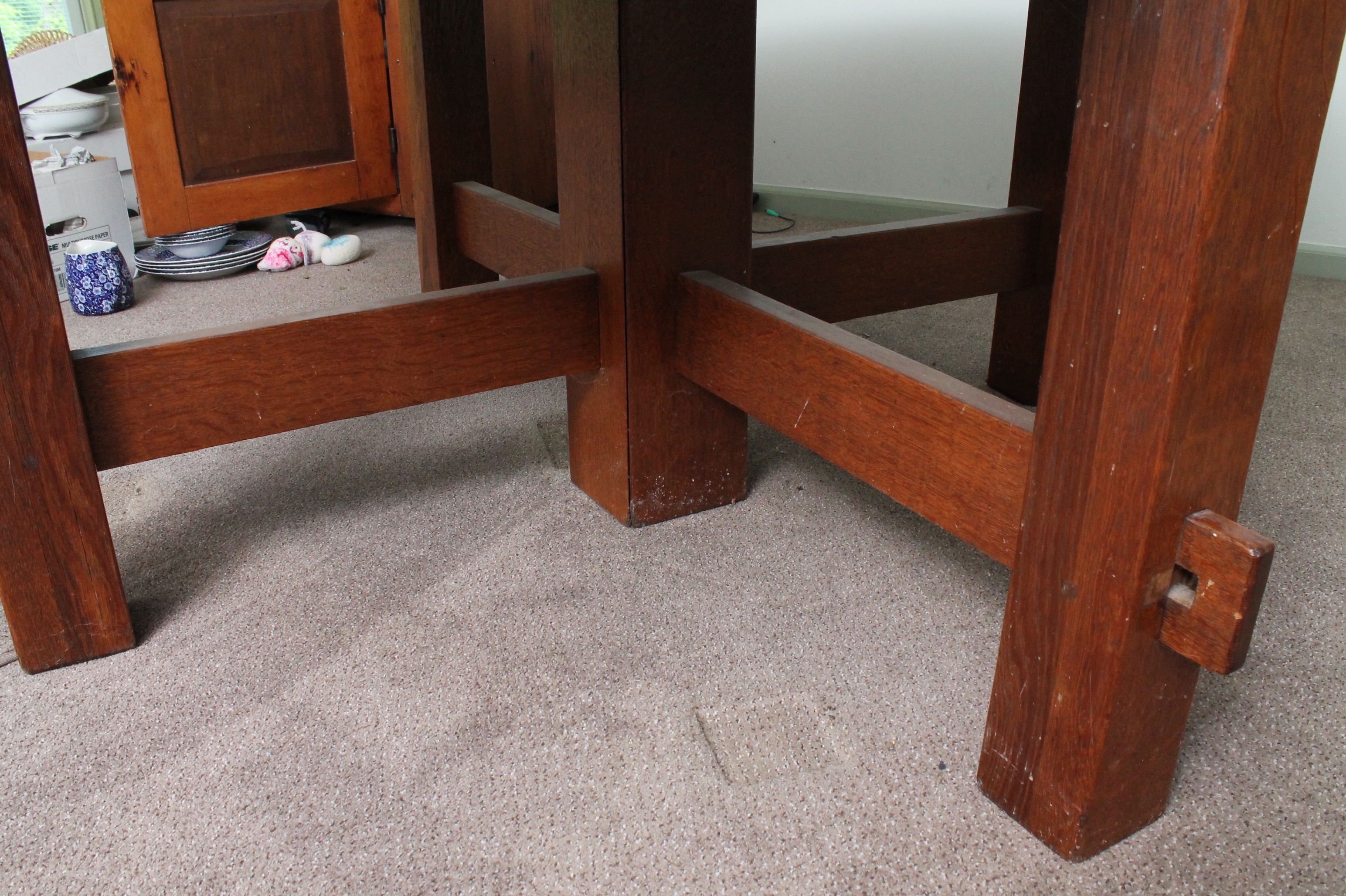 Vintage Craftsman Style Oak Dining Table