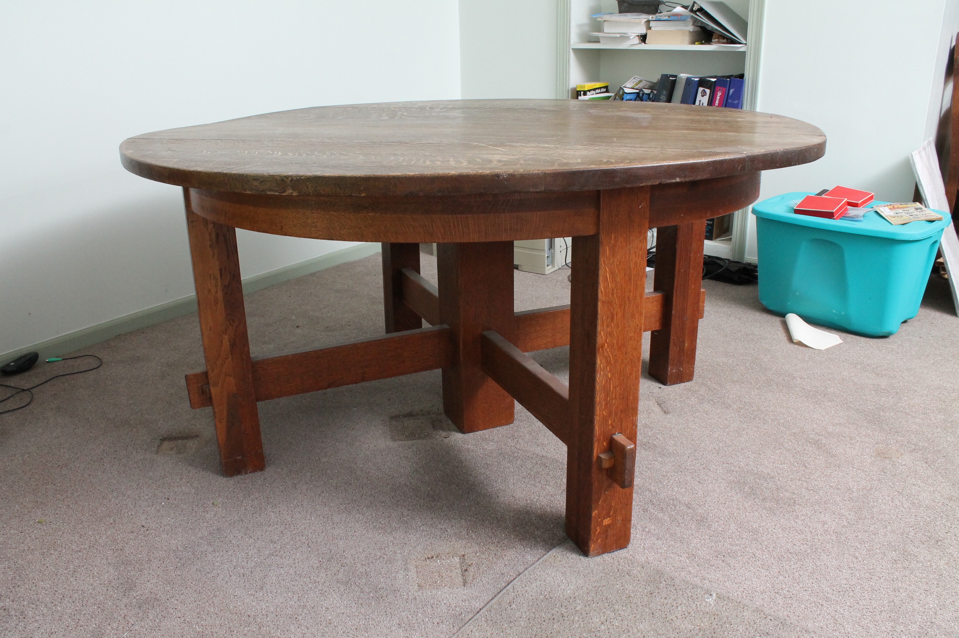 Vintage Craftsman Style Oak Dining Table