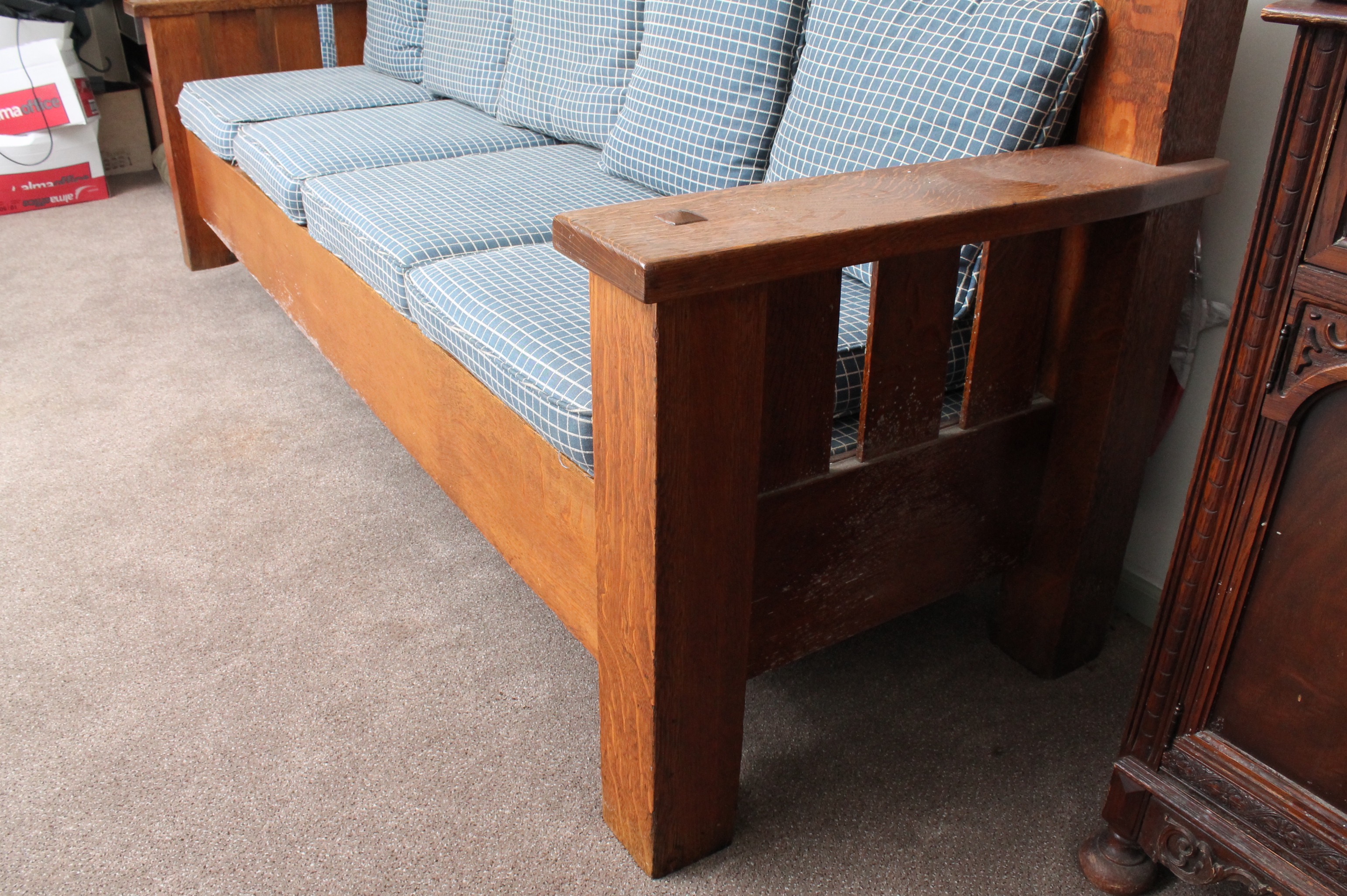 Vintage Craftsman Style Oak Sofa