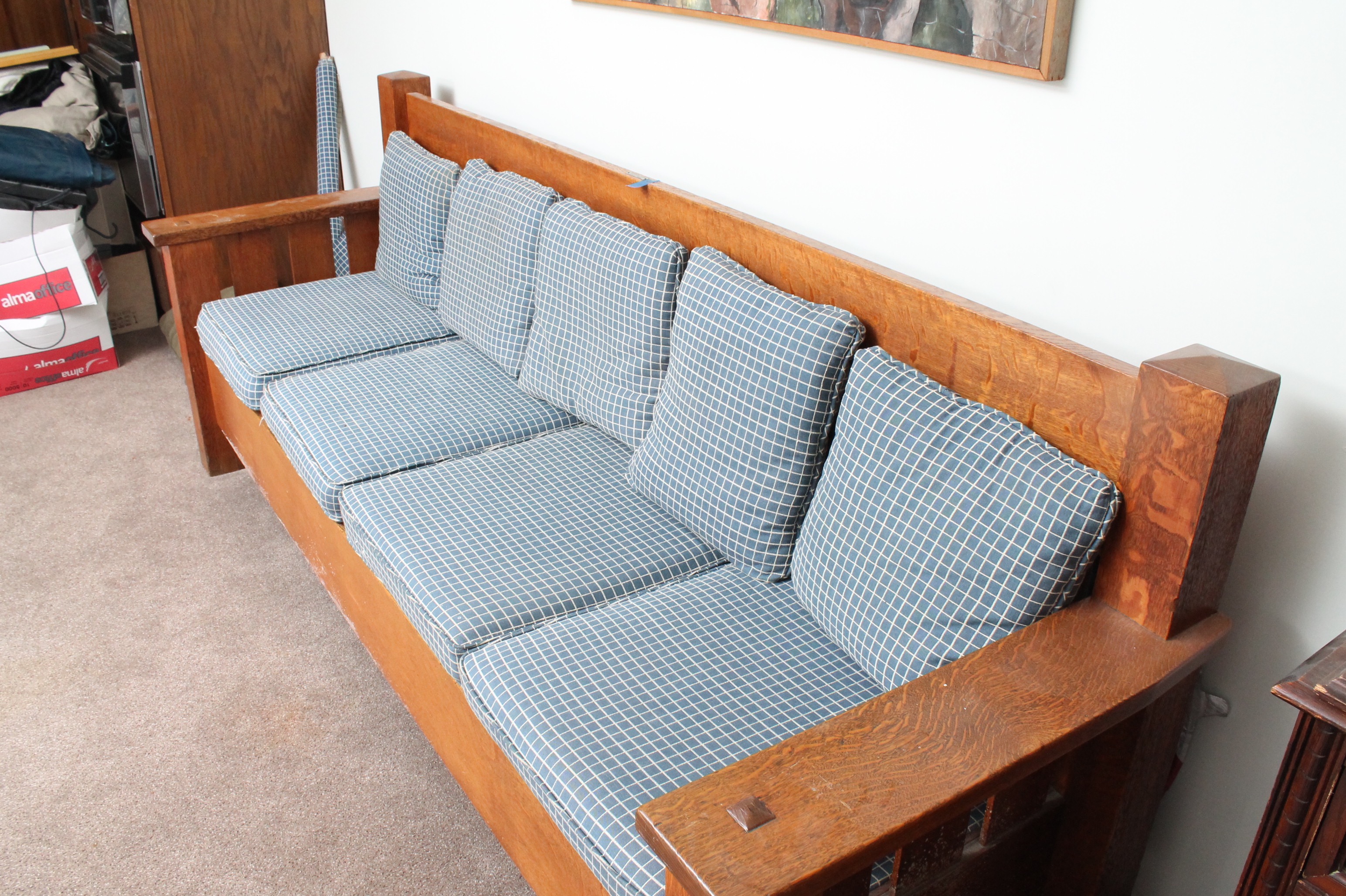 Vintage Craftsman Style Oak Sofa