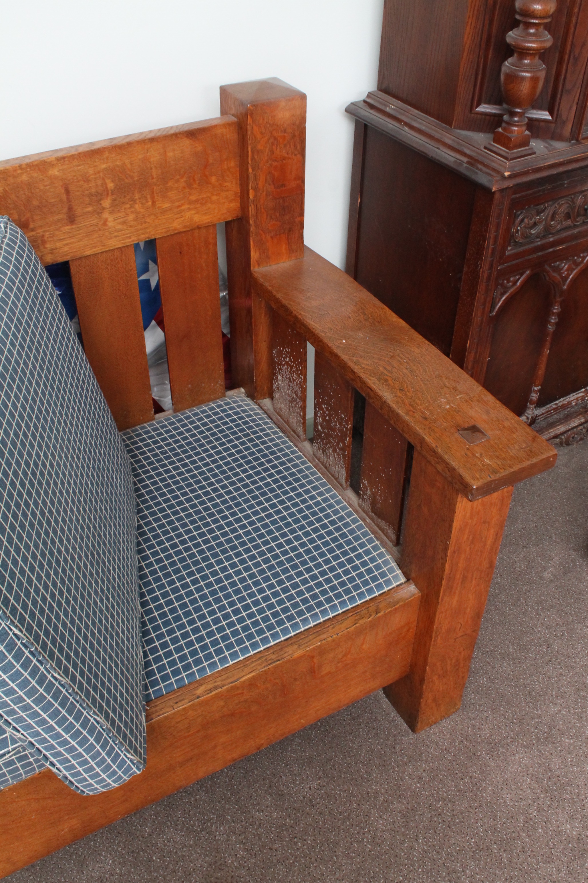 Vintage Craftsman Style Oak Sofa