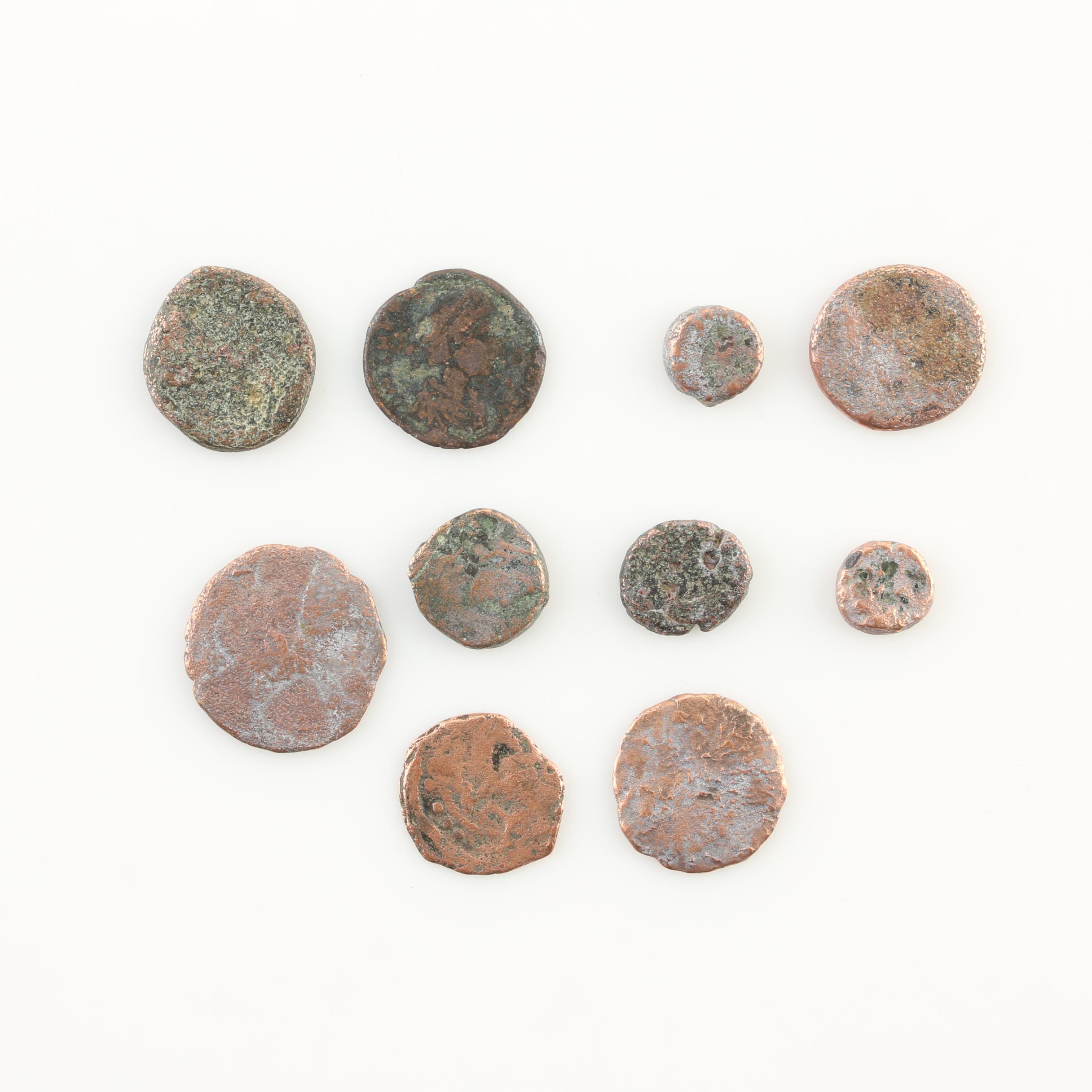 Ten Ancient Roman Imperial Bronze AE4 Coins