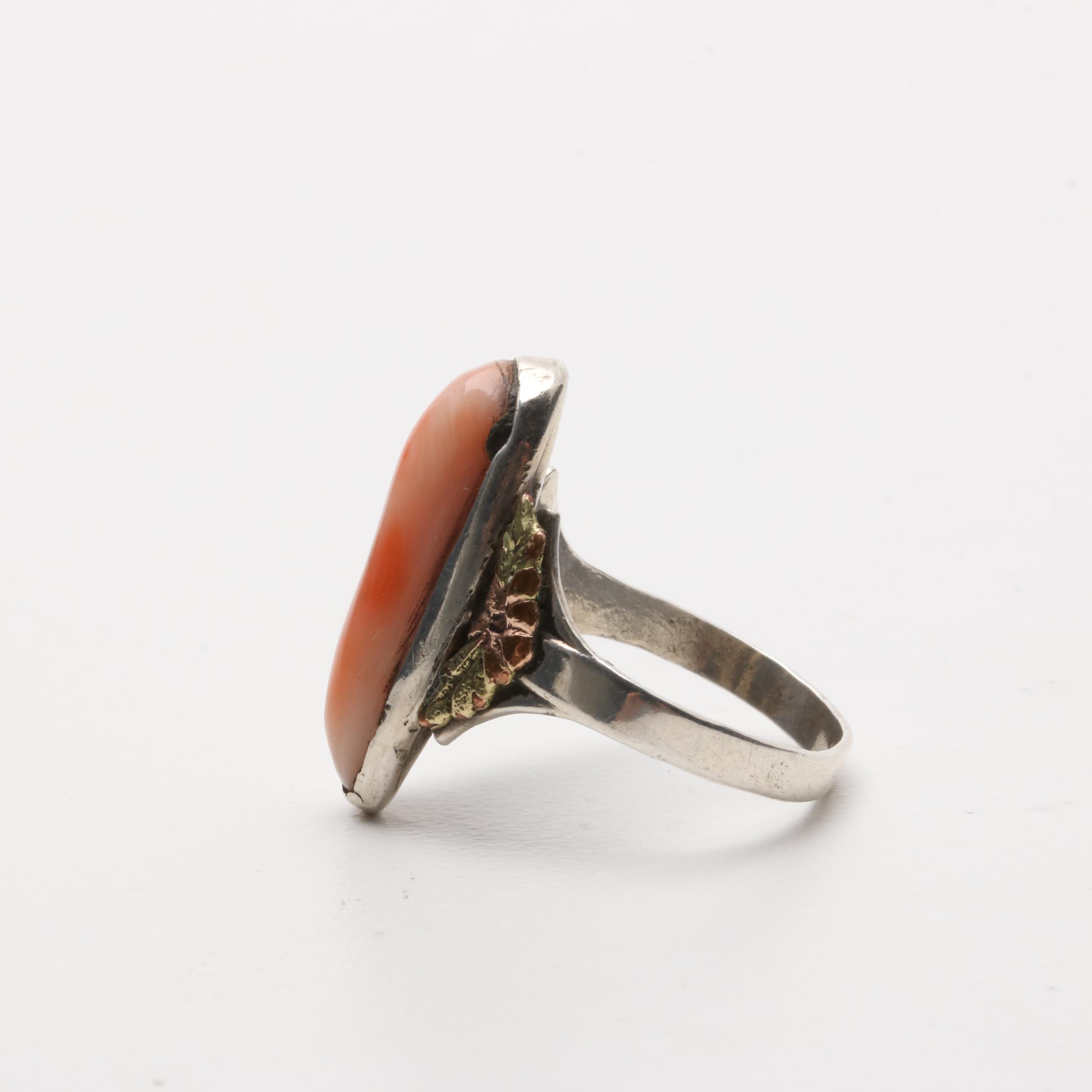 L.S. Peterson Co. Sterling Silver Coral Ring