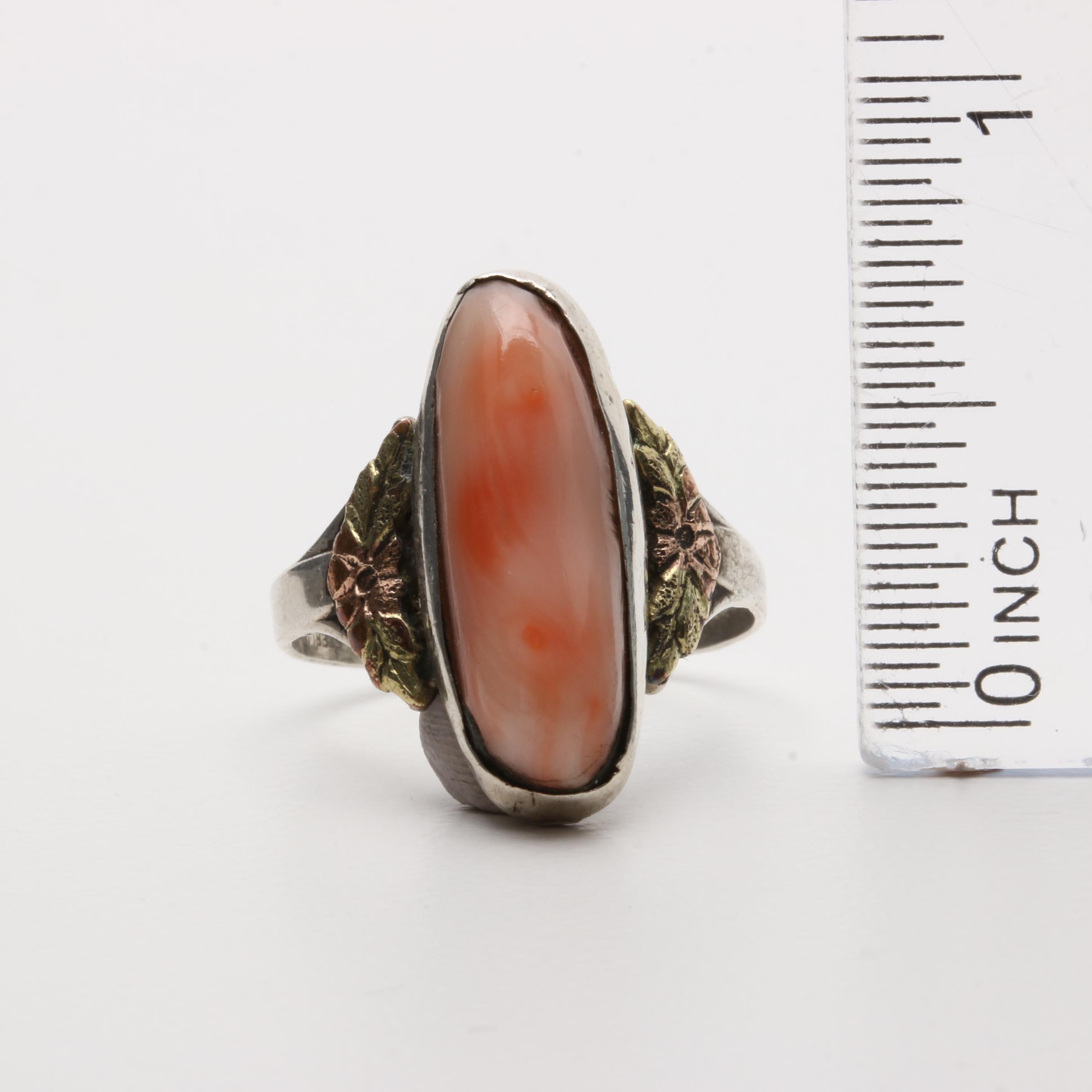 L.S. Peterson Co. Sterling Silver Coral Ring