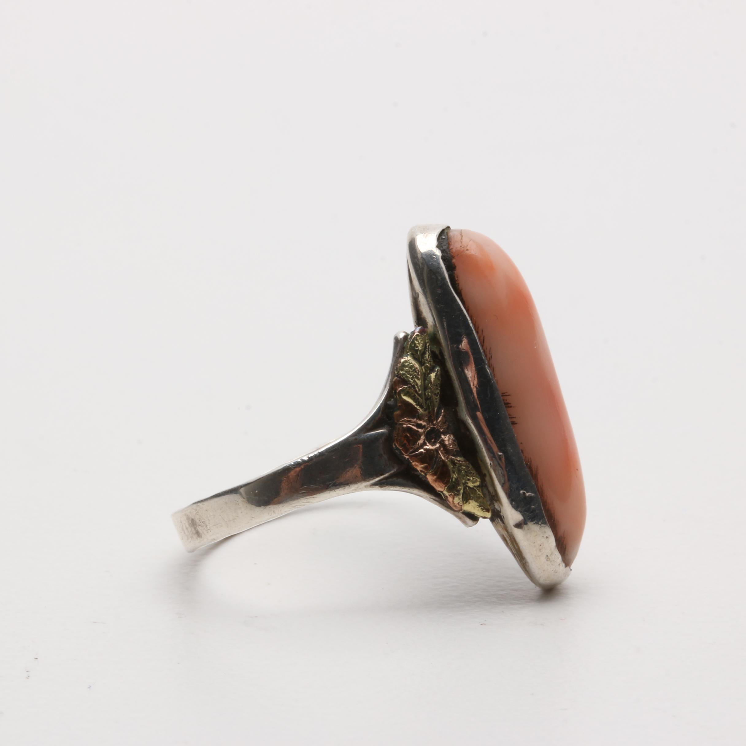 L.S. Peterson Co. Sterling Silver Coral Ring
