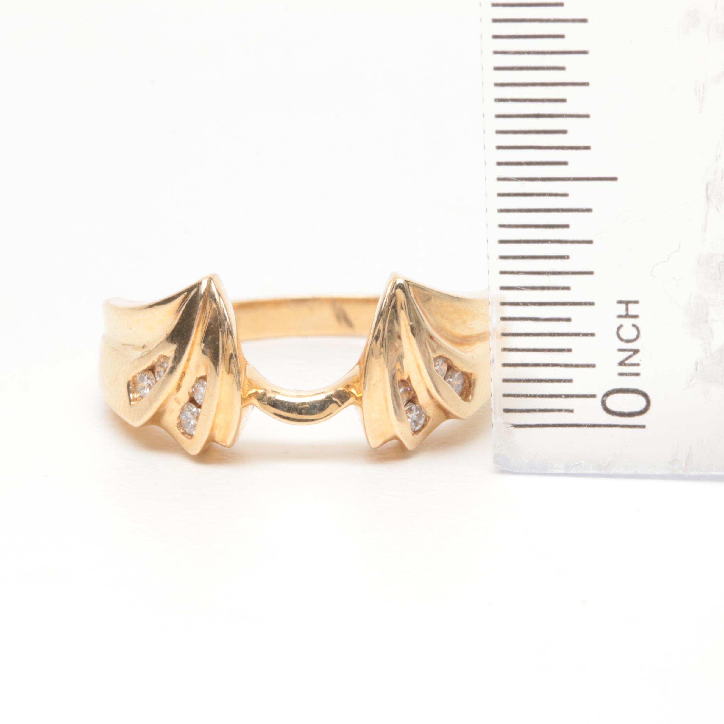 14K Yellow Gold Diamond Ring Guard