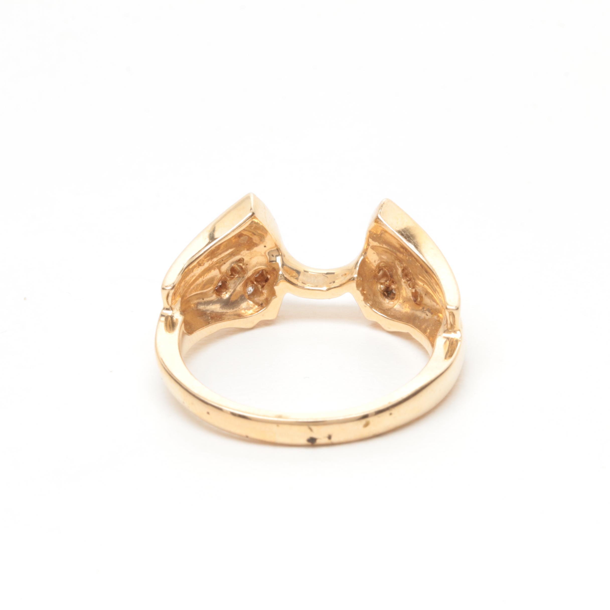 14K Yellow Gold Diamond Ring Guard