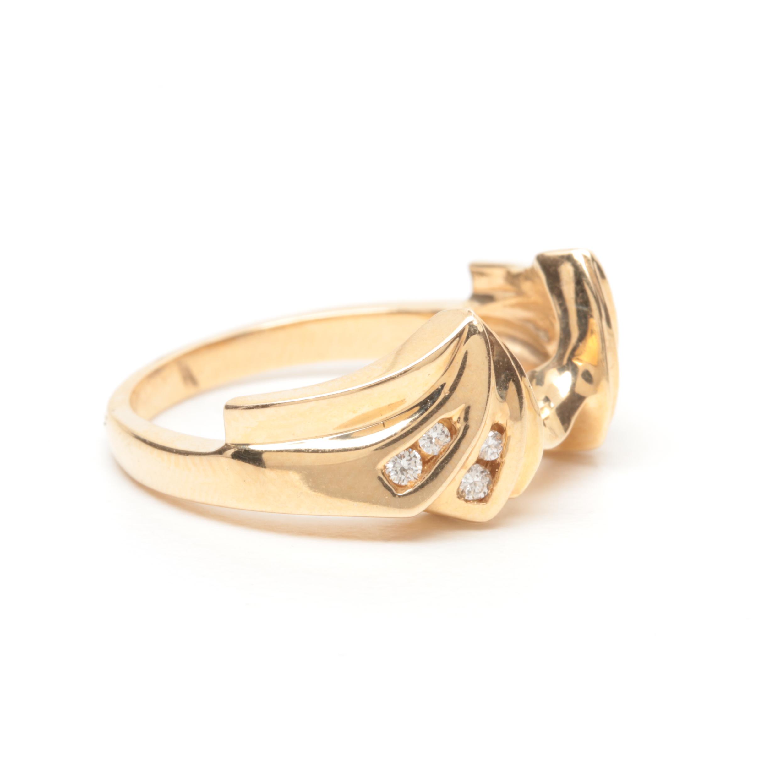 14K Yellow Gold Diamond Ring Guard