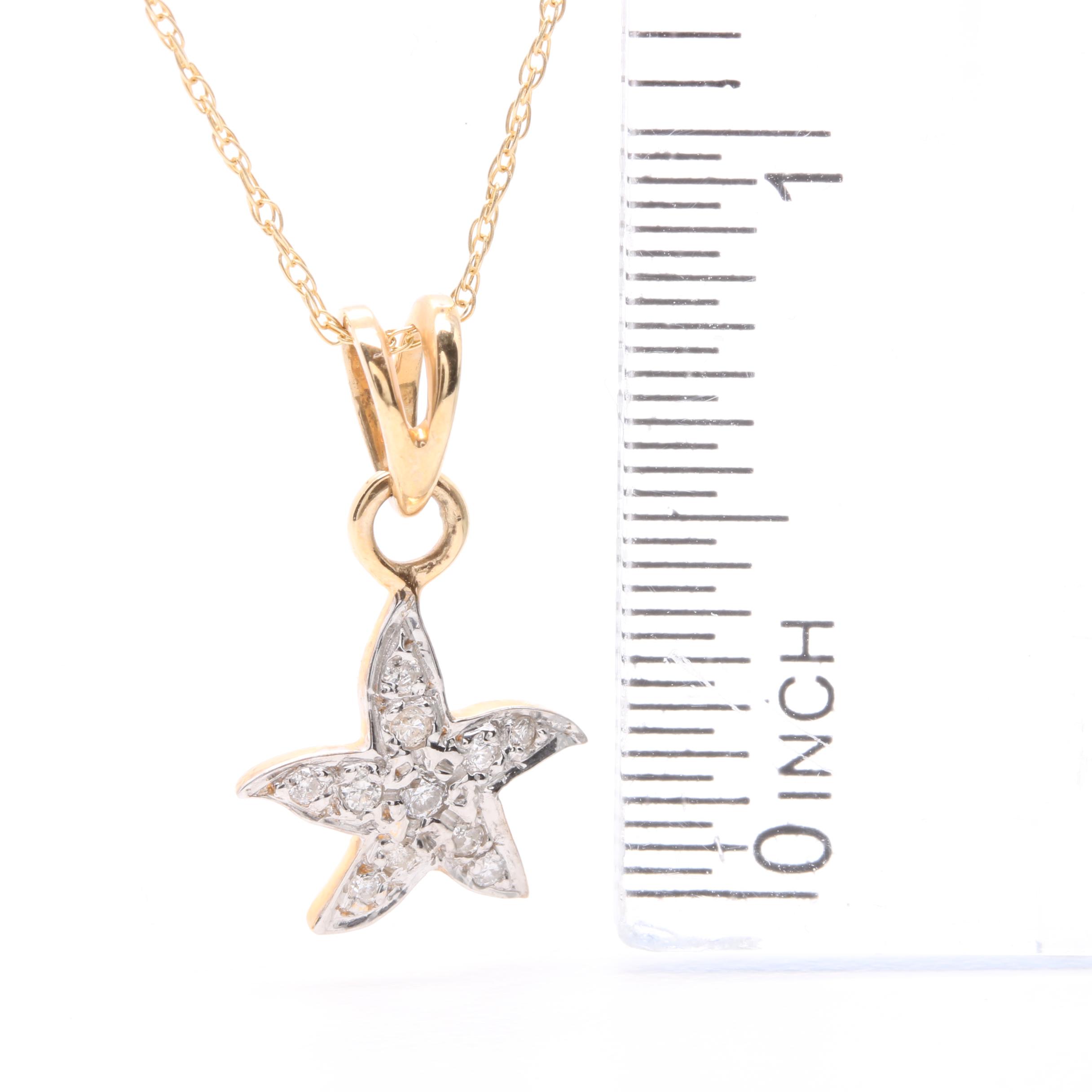 14K Yellow Gold Diamond Pendant Necklace