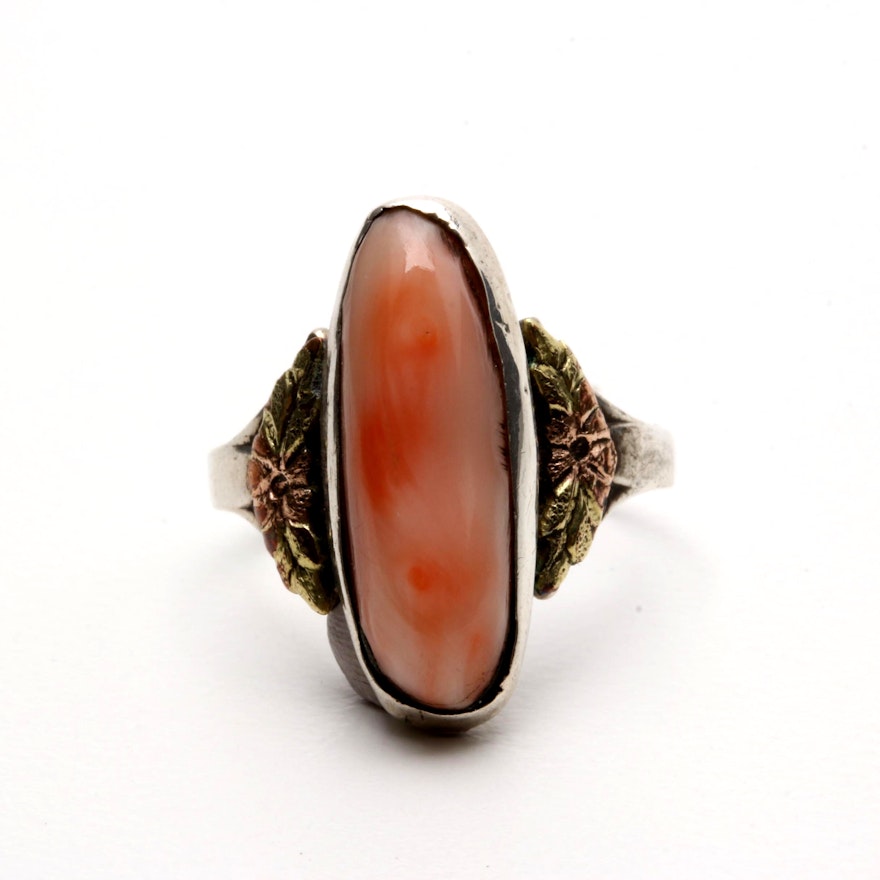 L.S. Peterson Co. Sterling Silver Coral Ring