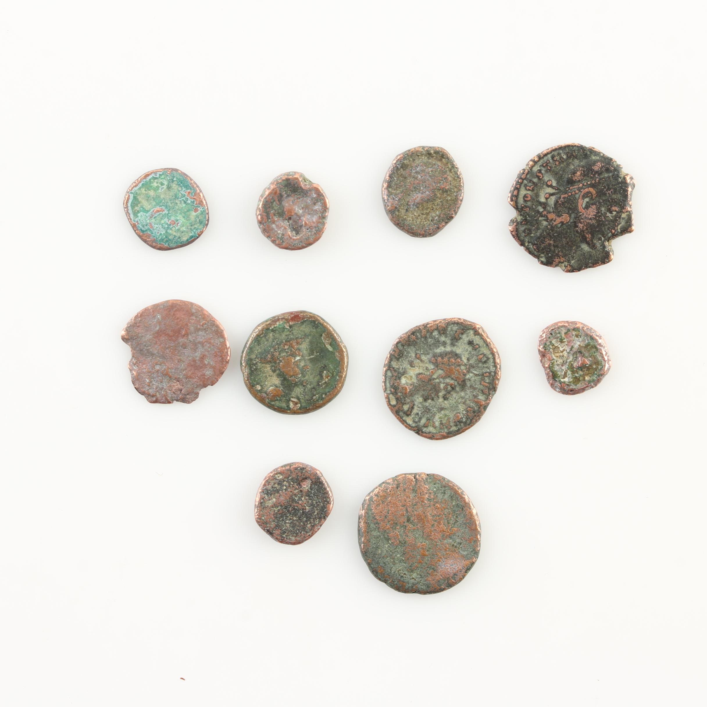Ten Ancient Roman Imperial Bronze AE4 Coins