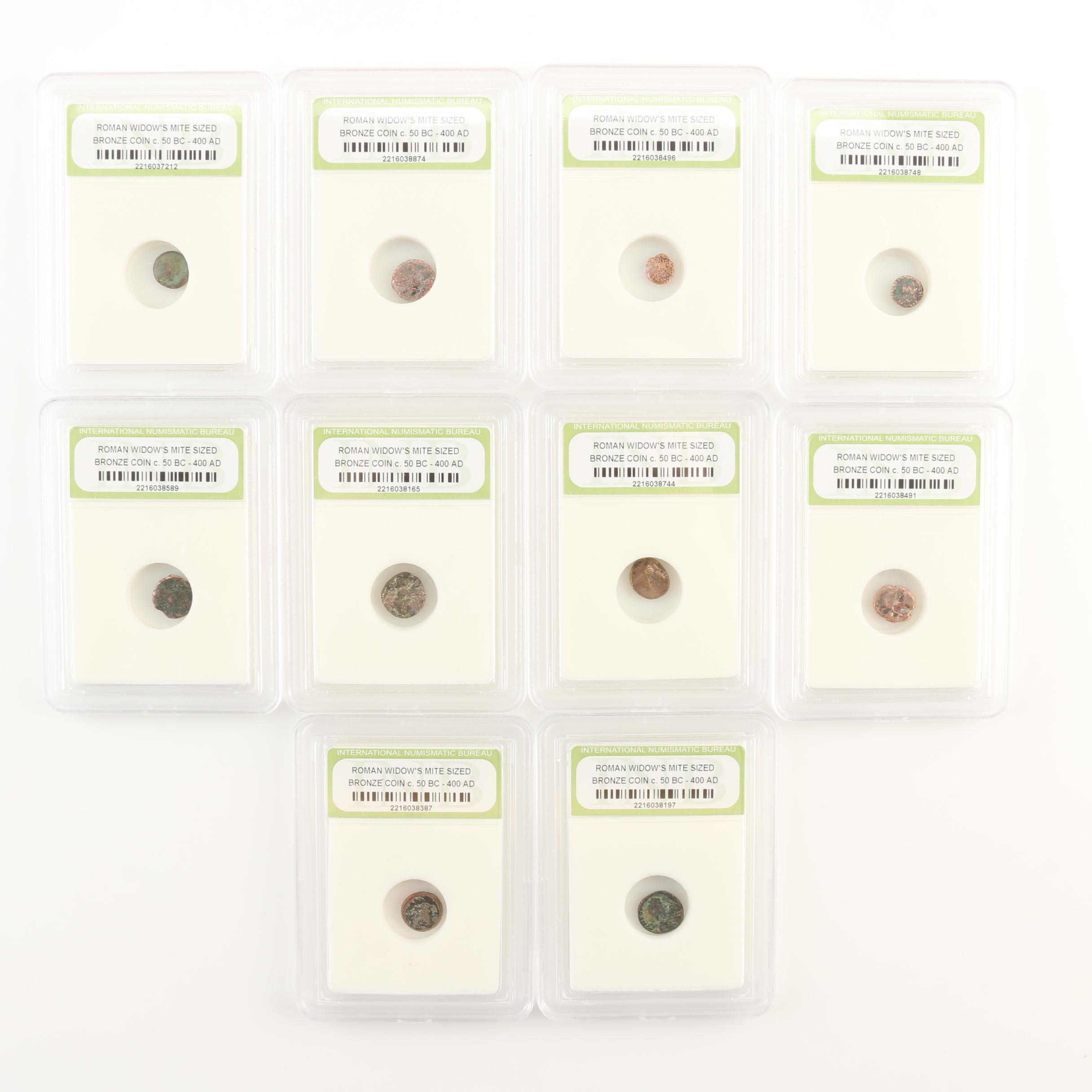 Ten Ancient Roman Imperial Bronze AE4 Coins