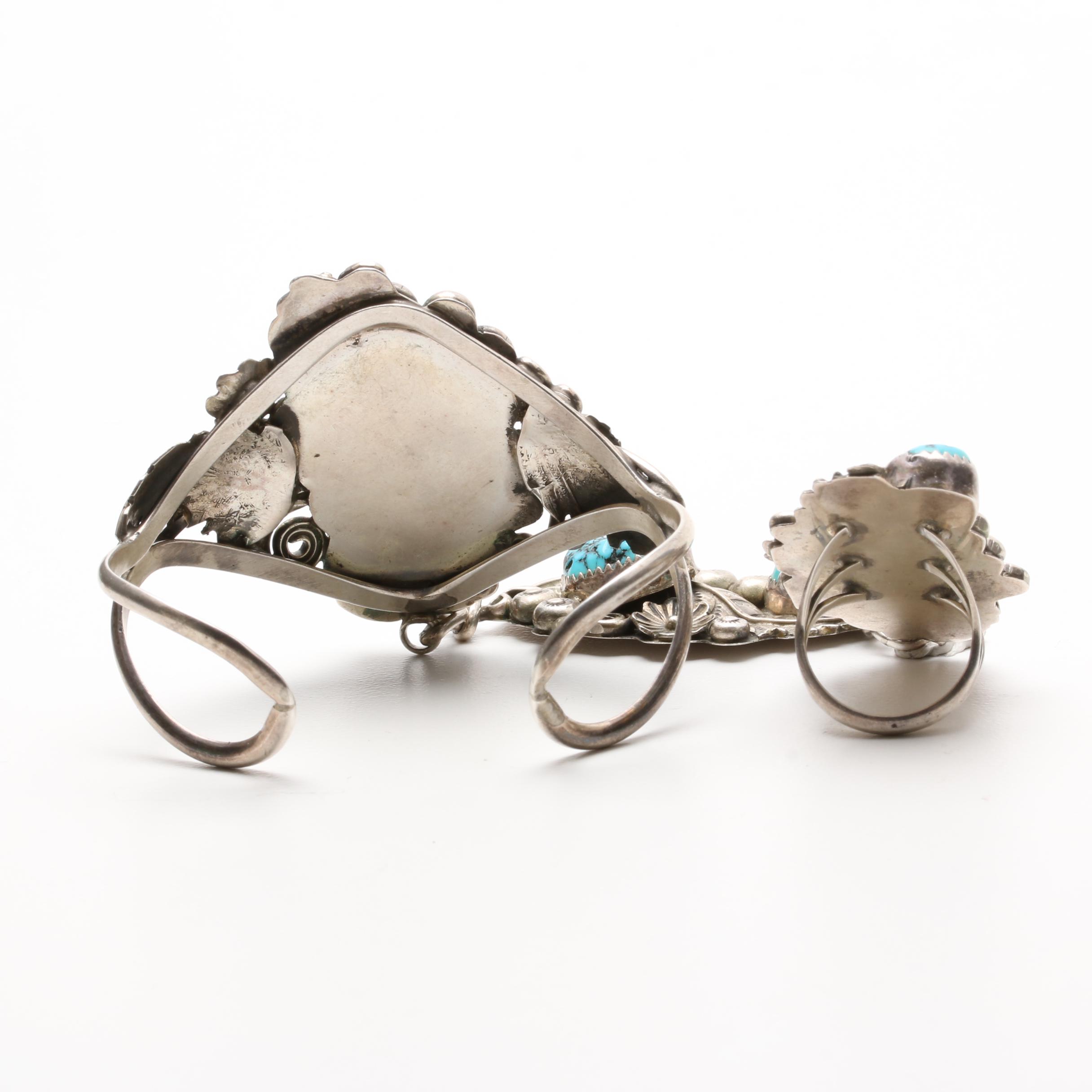 Harry B. Yazzie Navajo Diné Sterling Silver Turquoise Slave Bracelet