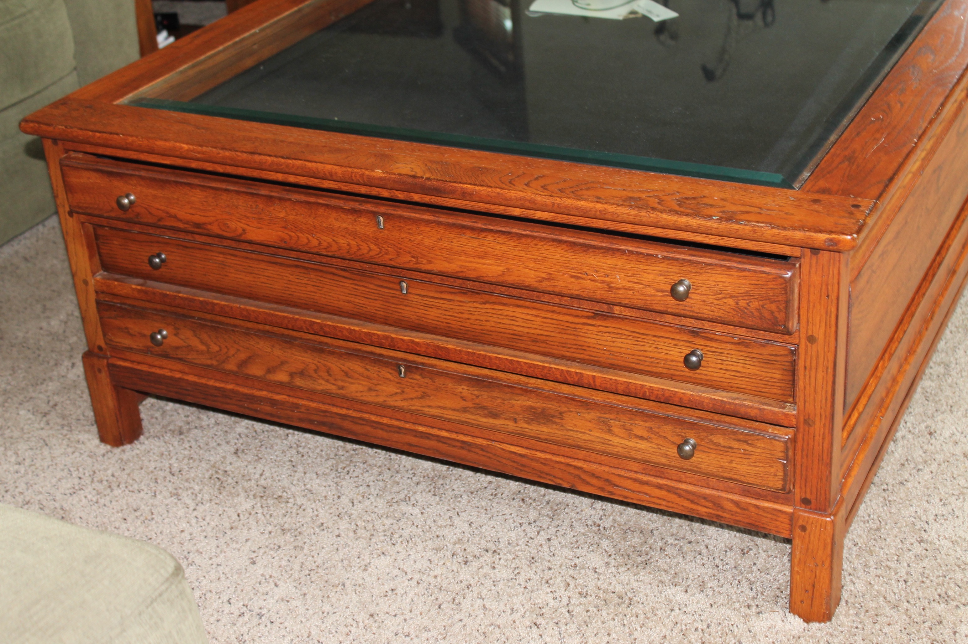 Contemporary Glass Top Display Coffee Table