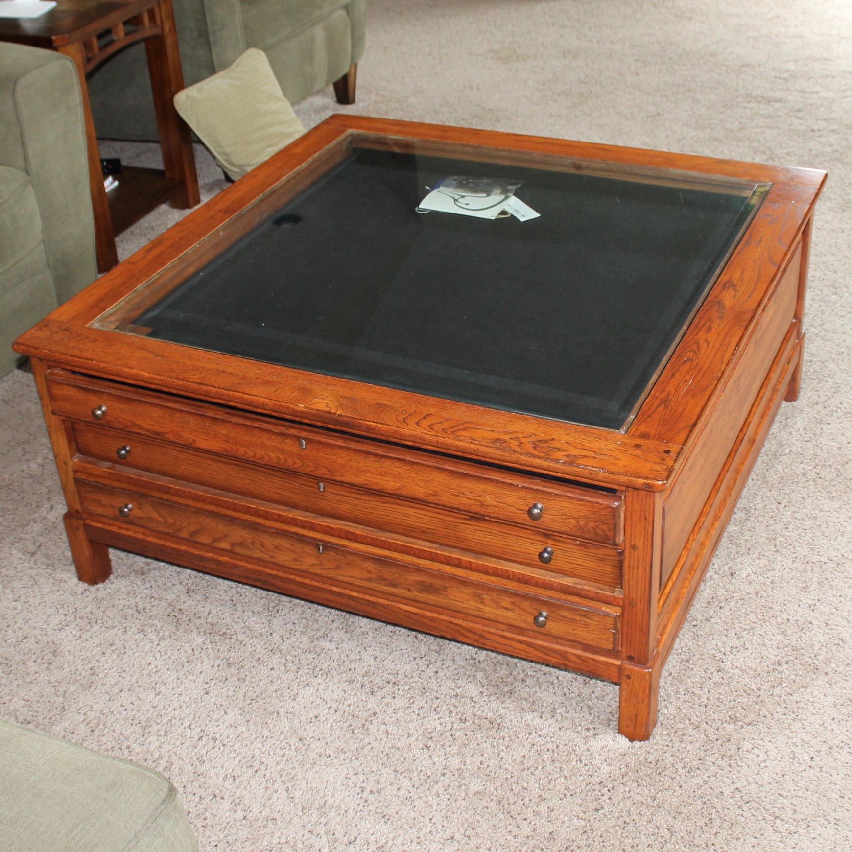 Contemporary Glass Top Display Coffee Table