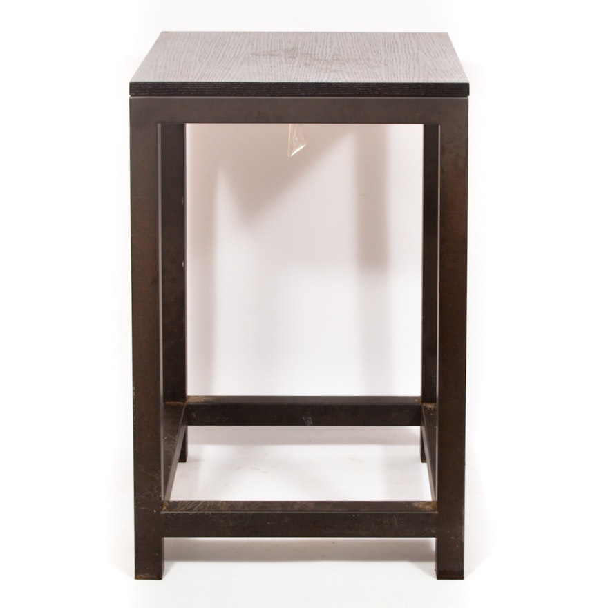 Contemporary Wood and Metal End Table