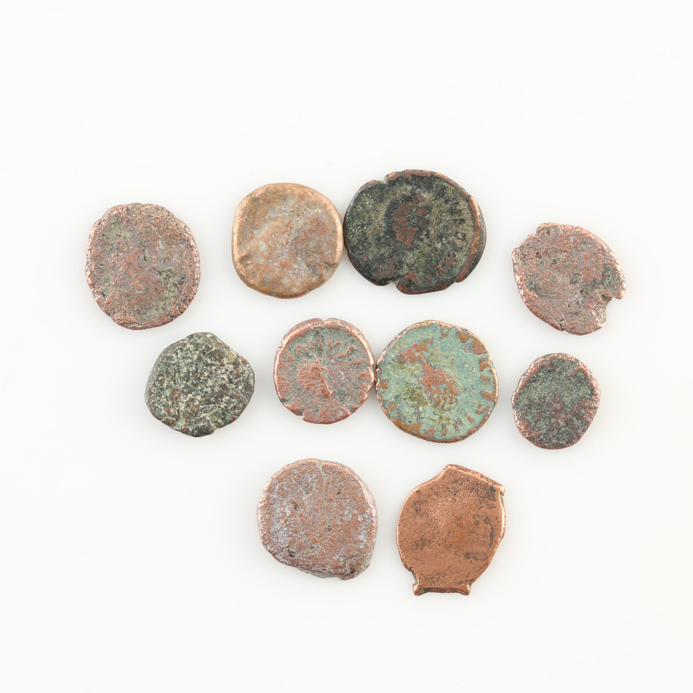 Ten Ancient Roman Imperial Bronze AE4 Coins