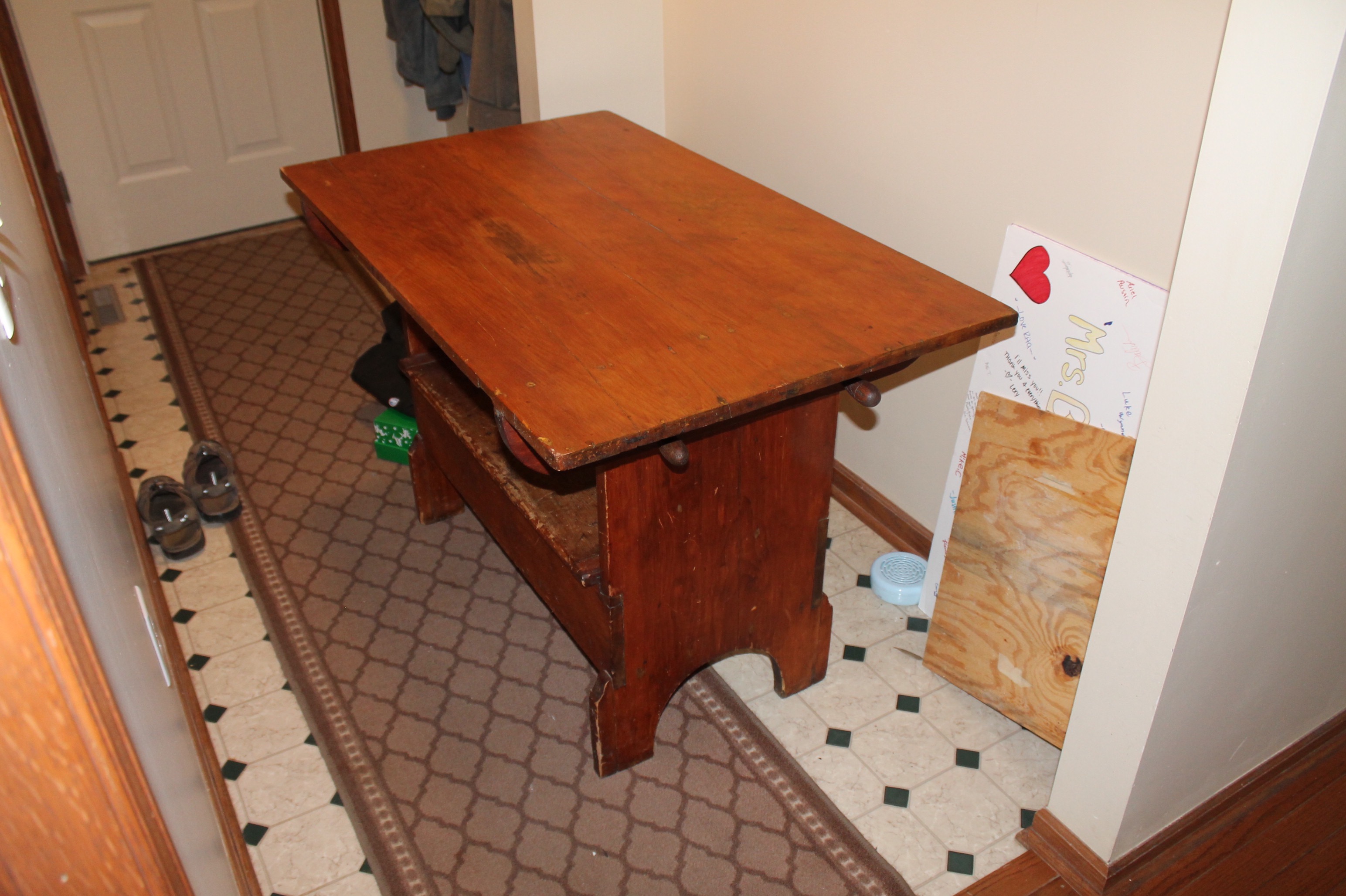 Antique Pine Bench Table EBTH