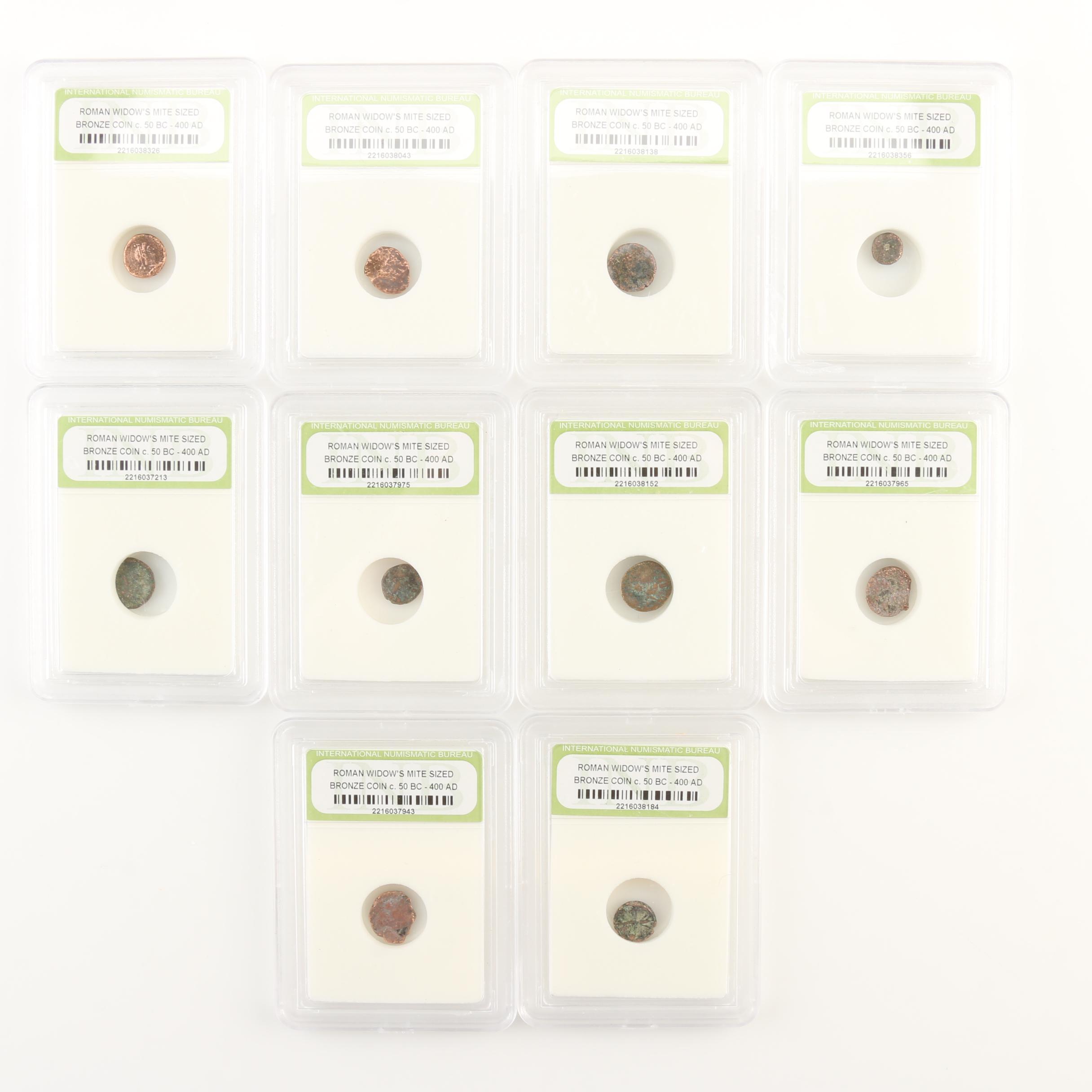 Ten Ancient Roman Imperial Bronze AE4 Coins