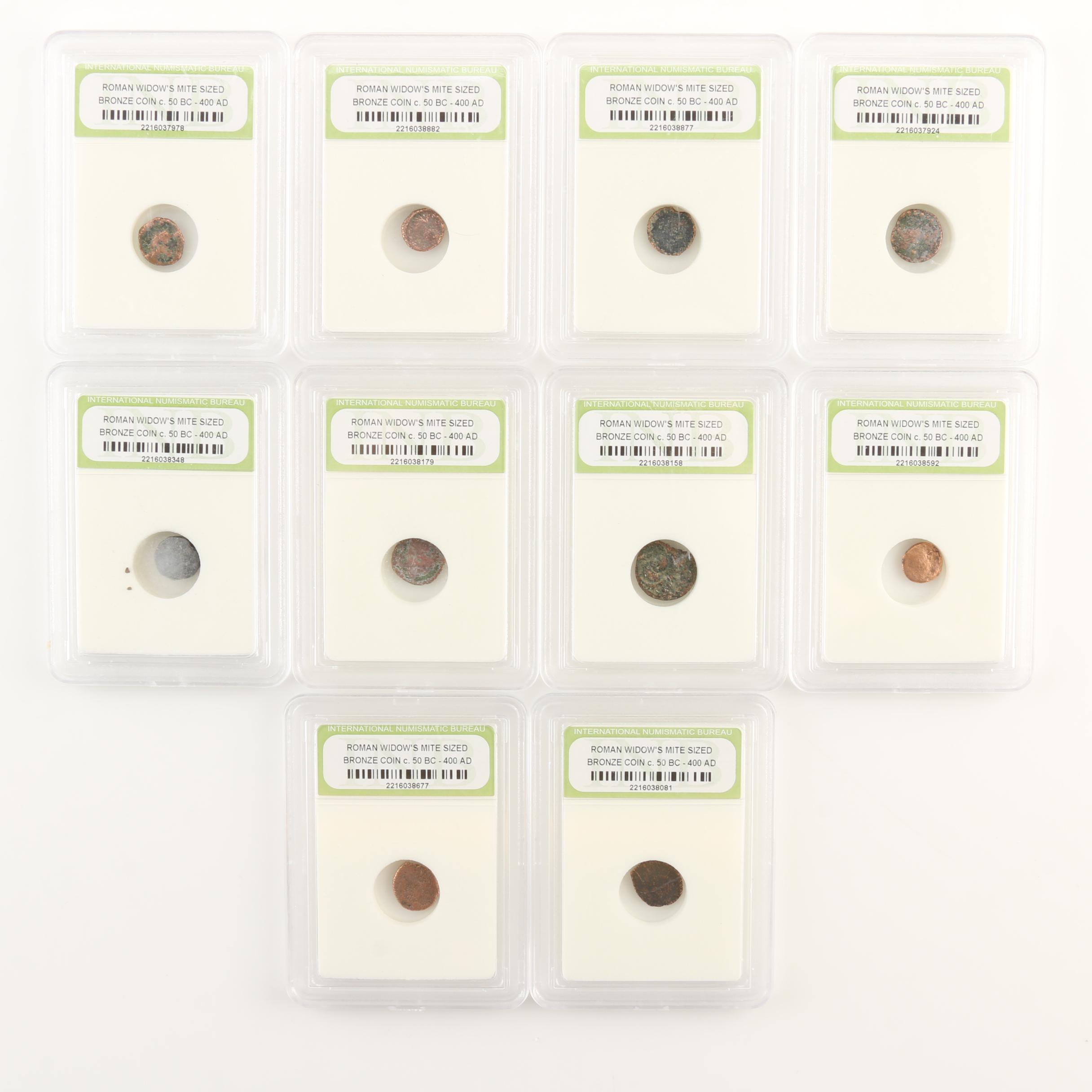 Ten Ancient Roman Imperial Bronze AE4 Coins