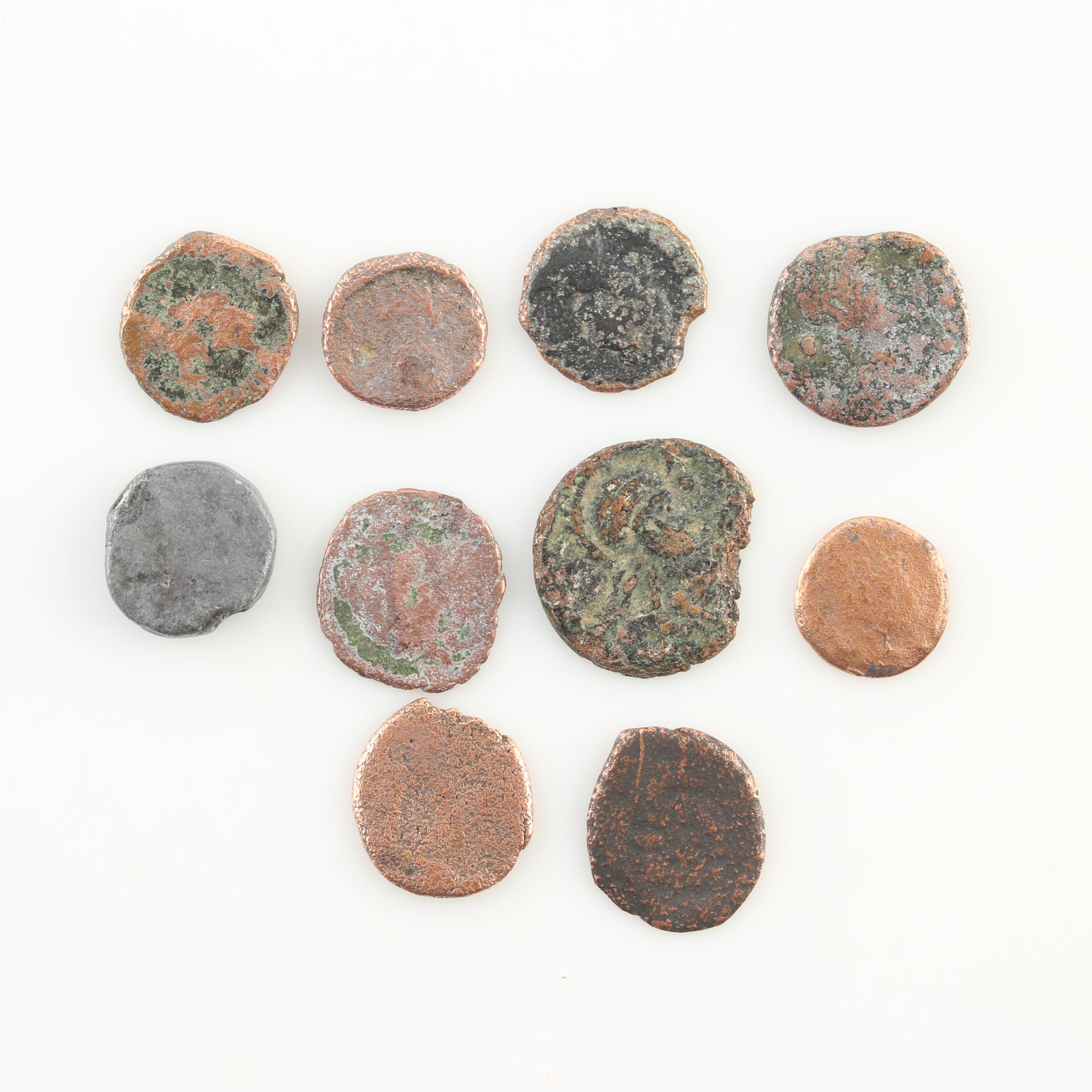 Ten Ancient Roman Imperial Bronze AE4 Coins