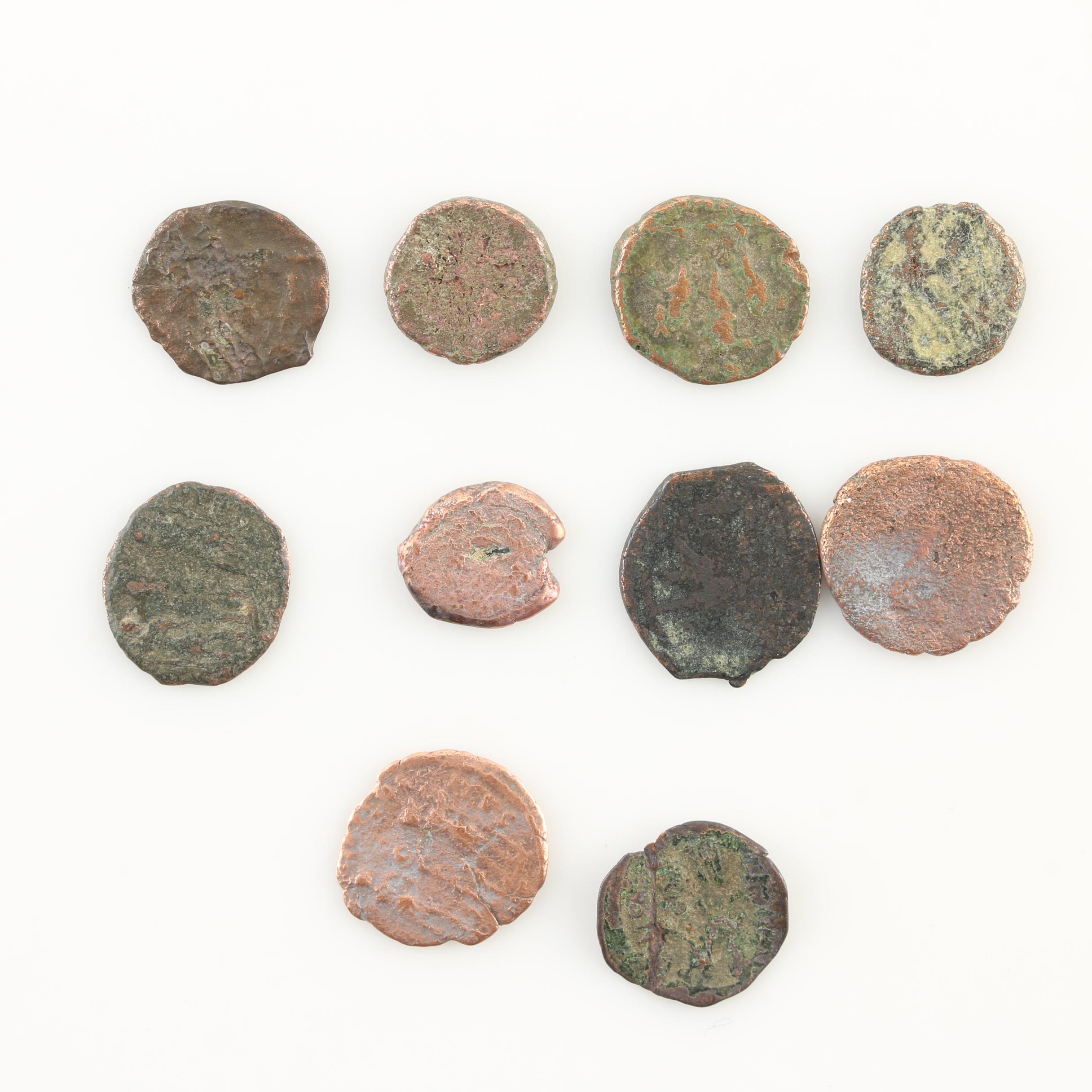 Ten Ancient Roman Imperial Bronze AE4 Coins