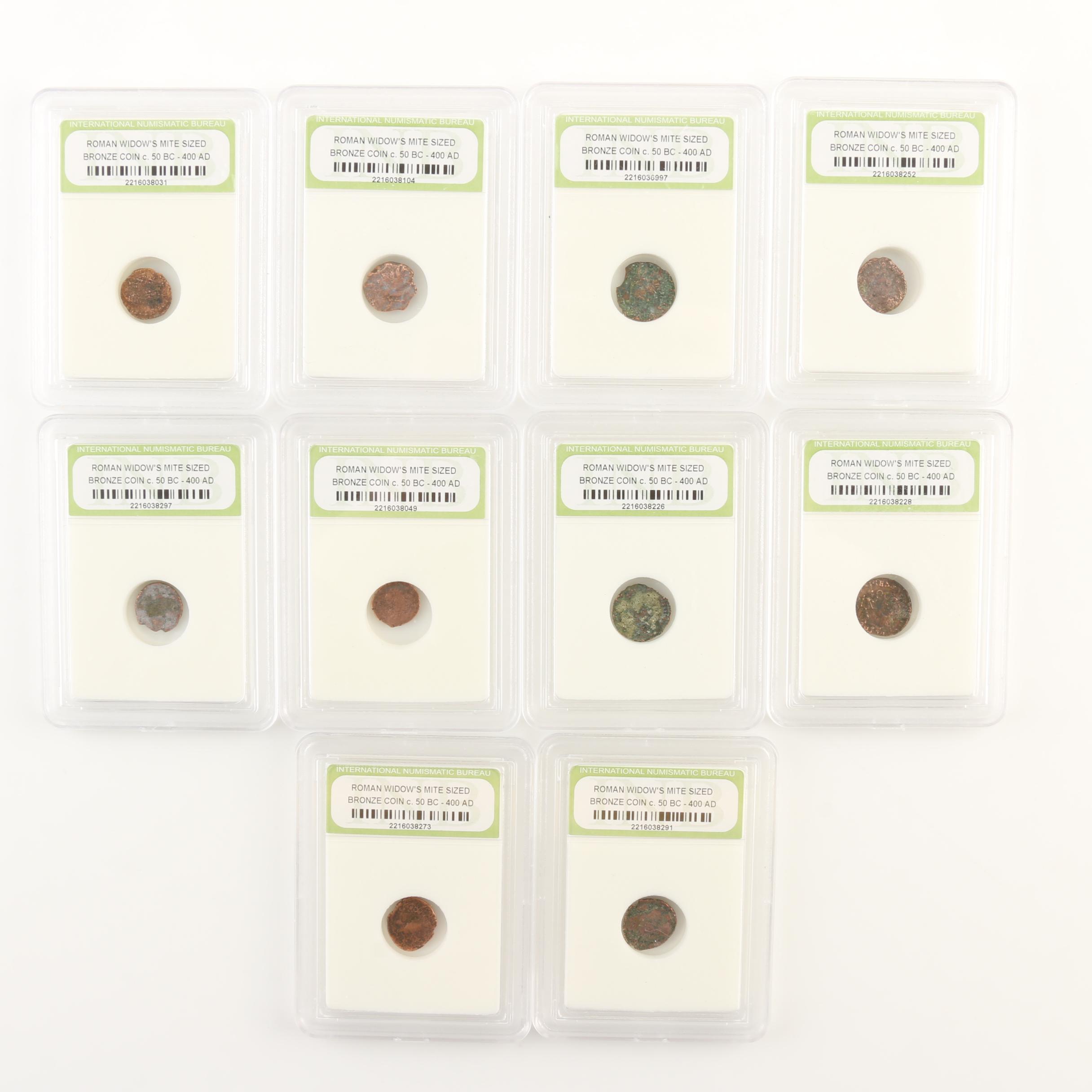 Ten Ancient Roman Imperial Bronze AE4 Coins